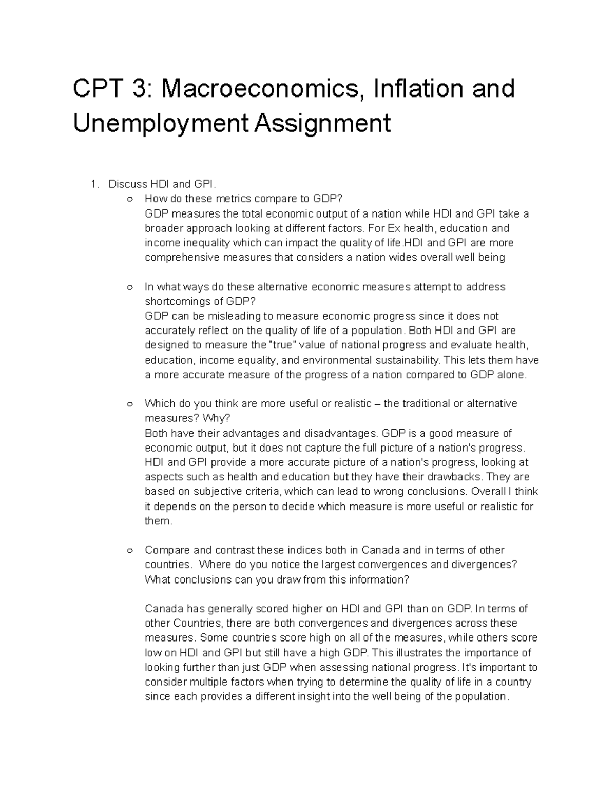 macroeconomics assignment unemployment