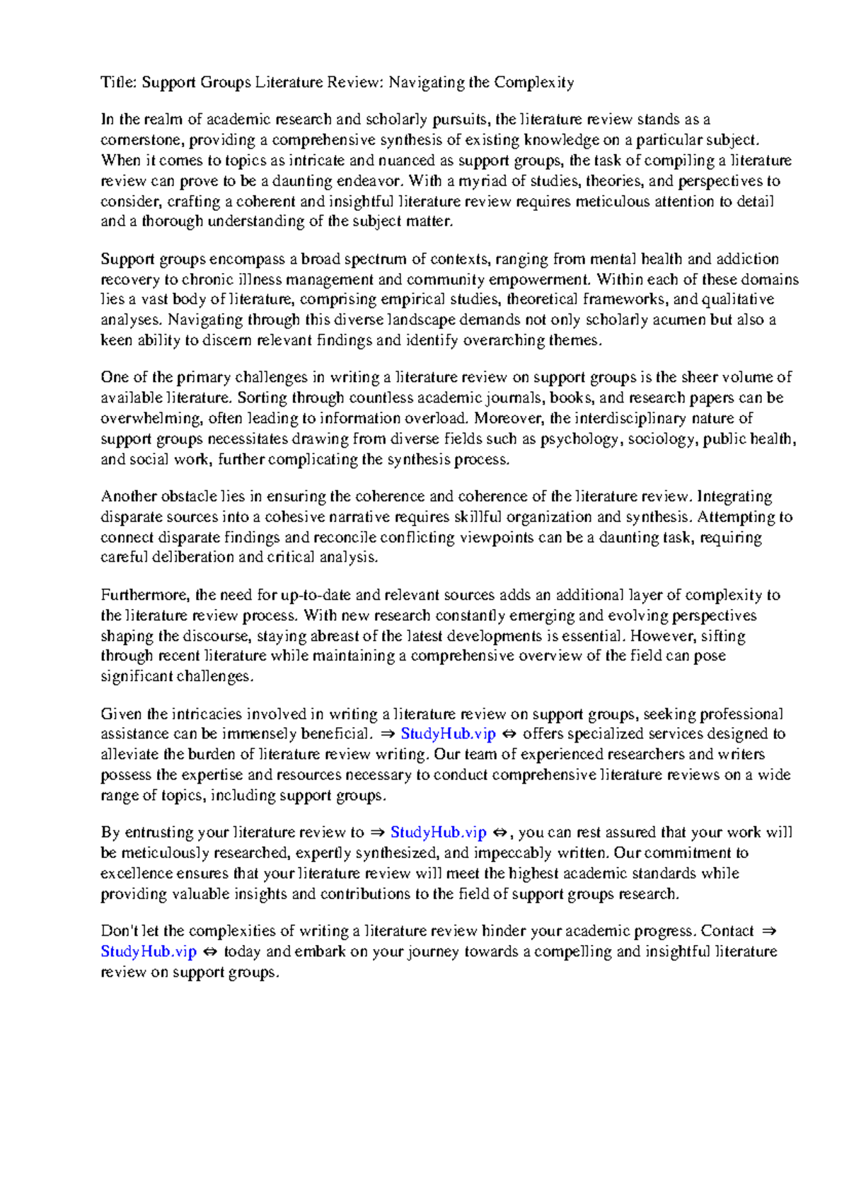 Support Groups Literature Review - When it comes to topics as intricate ...