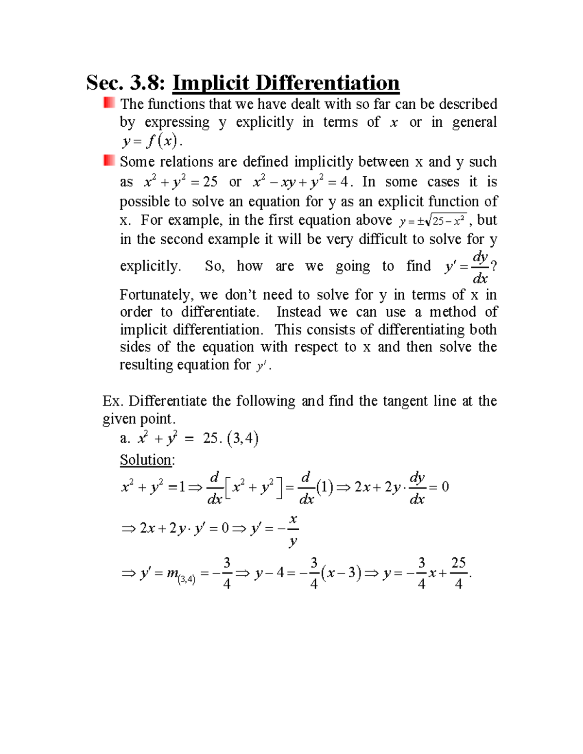 Microsoft Word - Sec3.6 Implicit Differentiation.doc Pt1 - Sec. 3. 8 ...