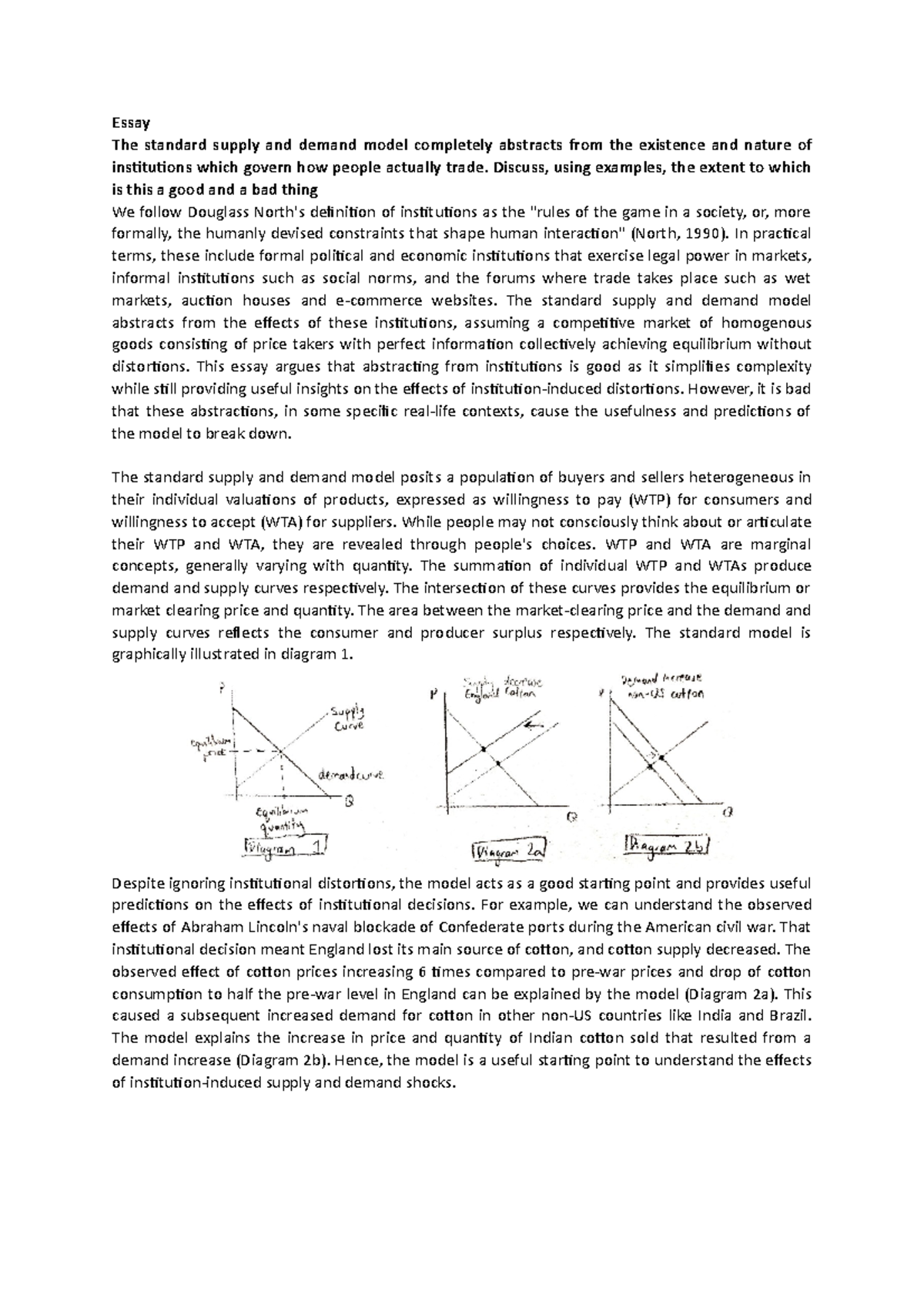 Micro Tut3 Essay- The standard supply and demand model completely ...