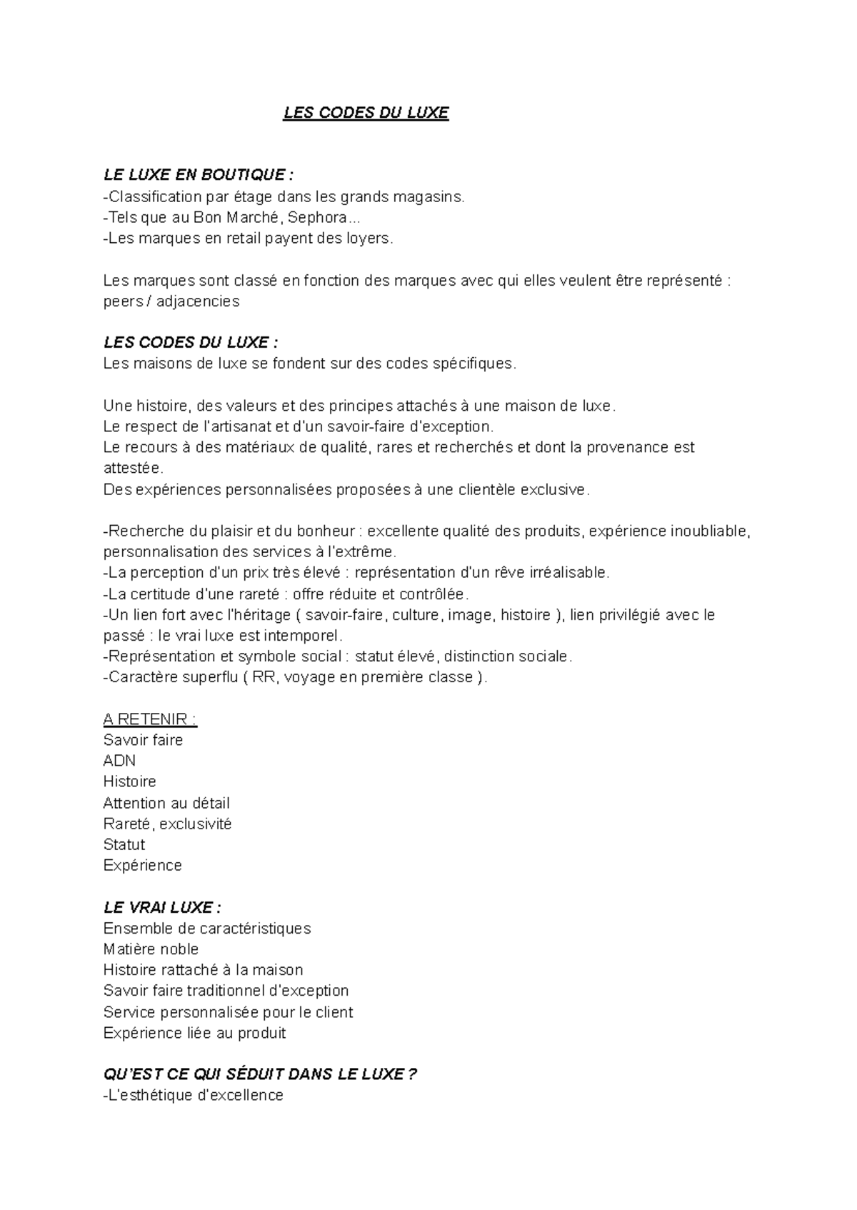 Codes du luxe - ~ restri - LES CODES DU LUXE LE LUXE EN BOUTIQUE ...