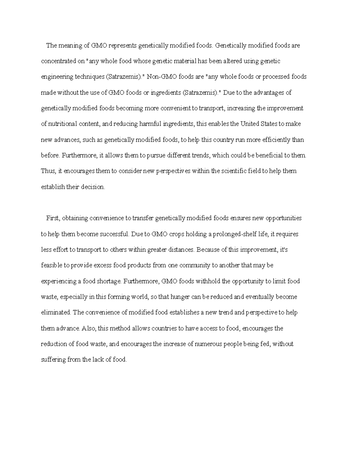 Geneticaly Modified Foods Advantages Essay - The meaning of GMO ...