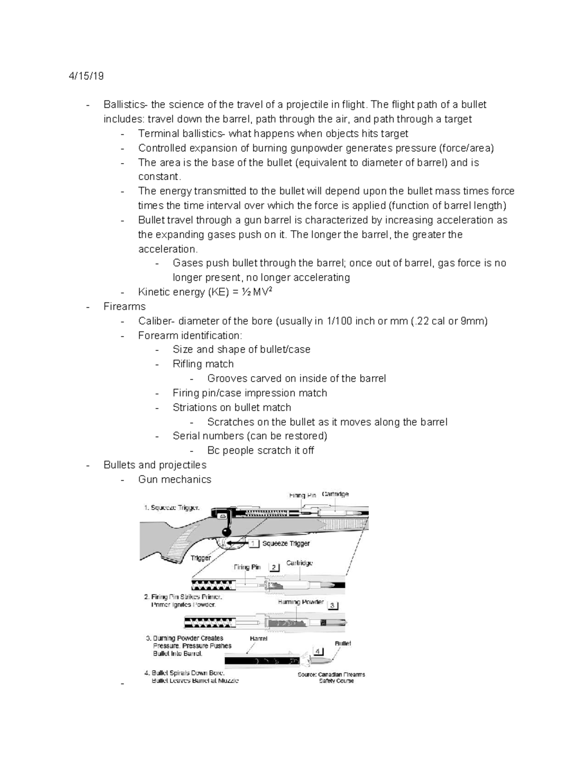 Class notes Firearms, tool marks, and impression evidence 4/15