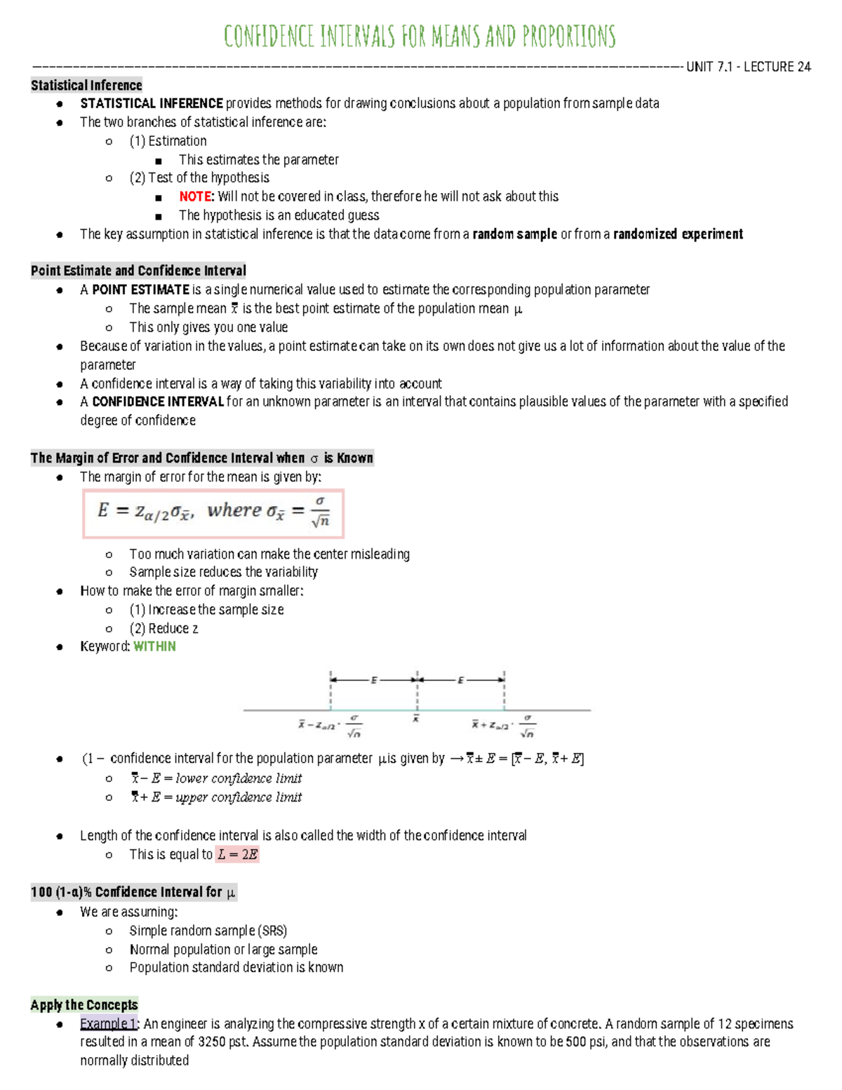 STAT 1401 - Chapter 7 - Sohail Khan - CONFIDENCE INTERVALS FOR MEANS ...