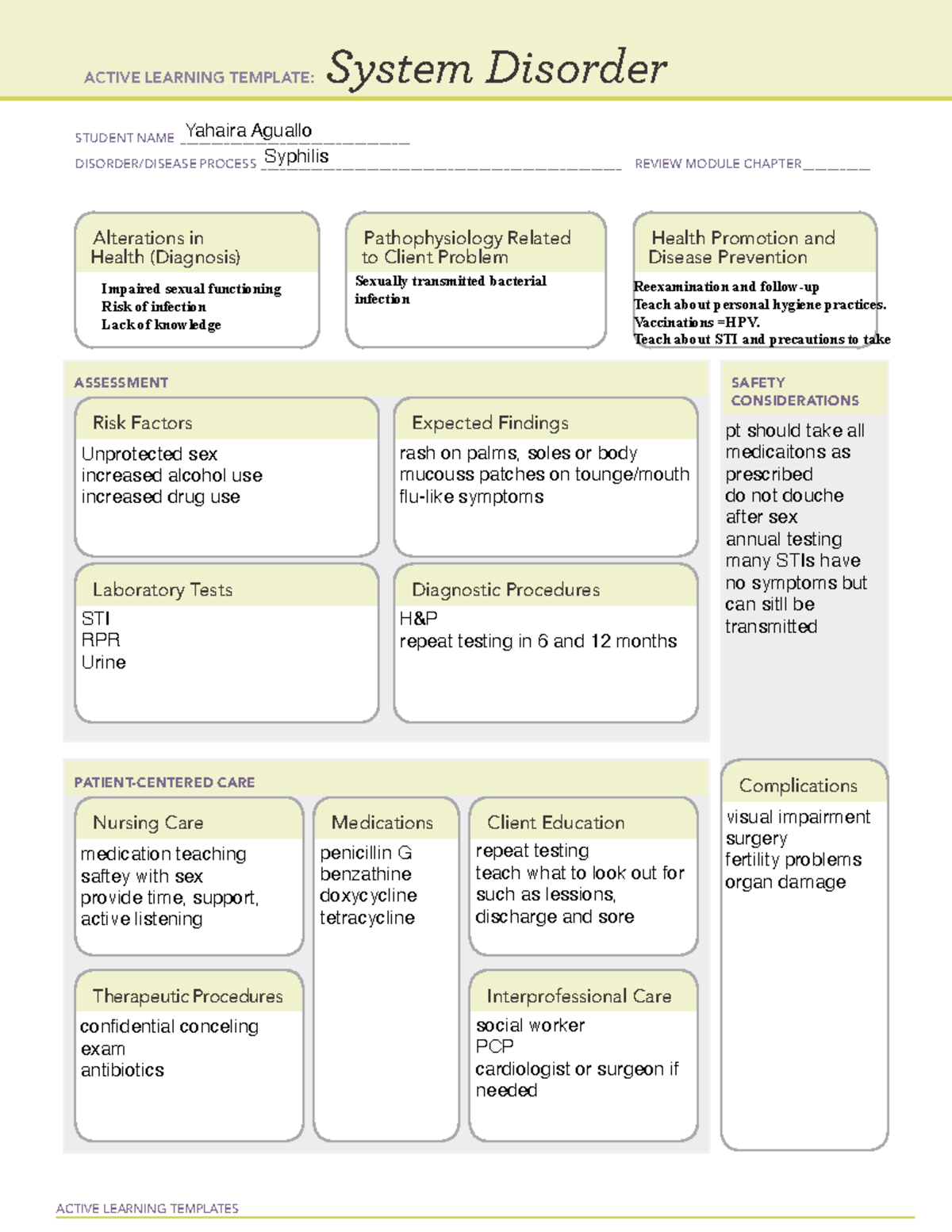 ATI Remediation - ACTIVE LEARNING TEMPLATES System Disorder STUDENT ...
