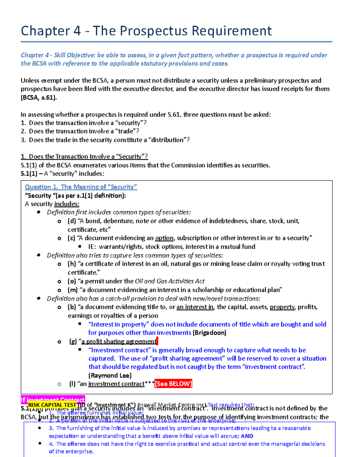 Greenwood - LAW 313 - Final - Chapter 4 - The Prospectus Requirement ...