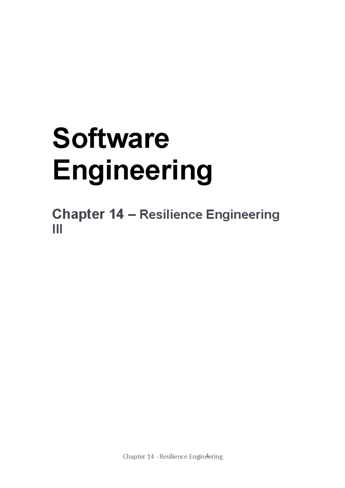 Software Engineering - Ch14 Resilience Engineering Lecture 3 - Software ...