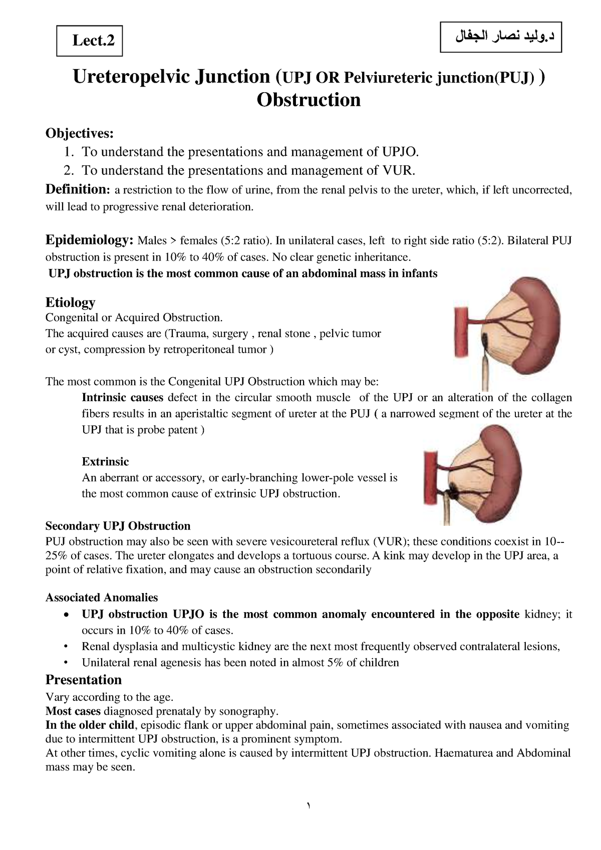 Ureteropelvic Junction (UPJ OR Pelviureteric Junction(PUJ ...