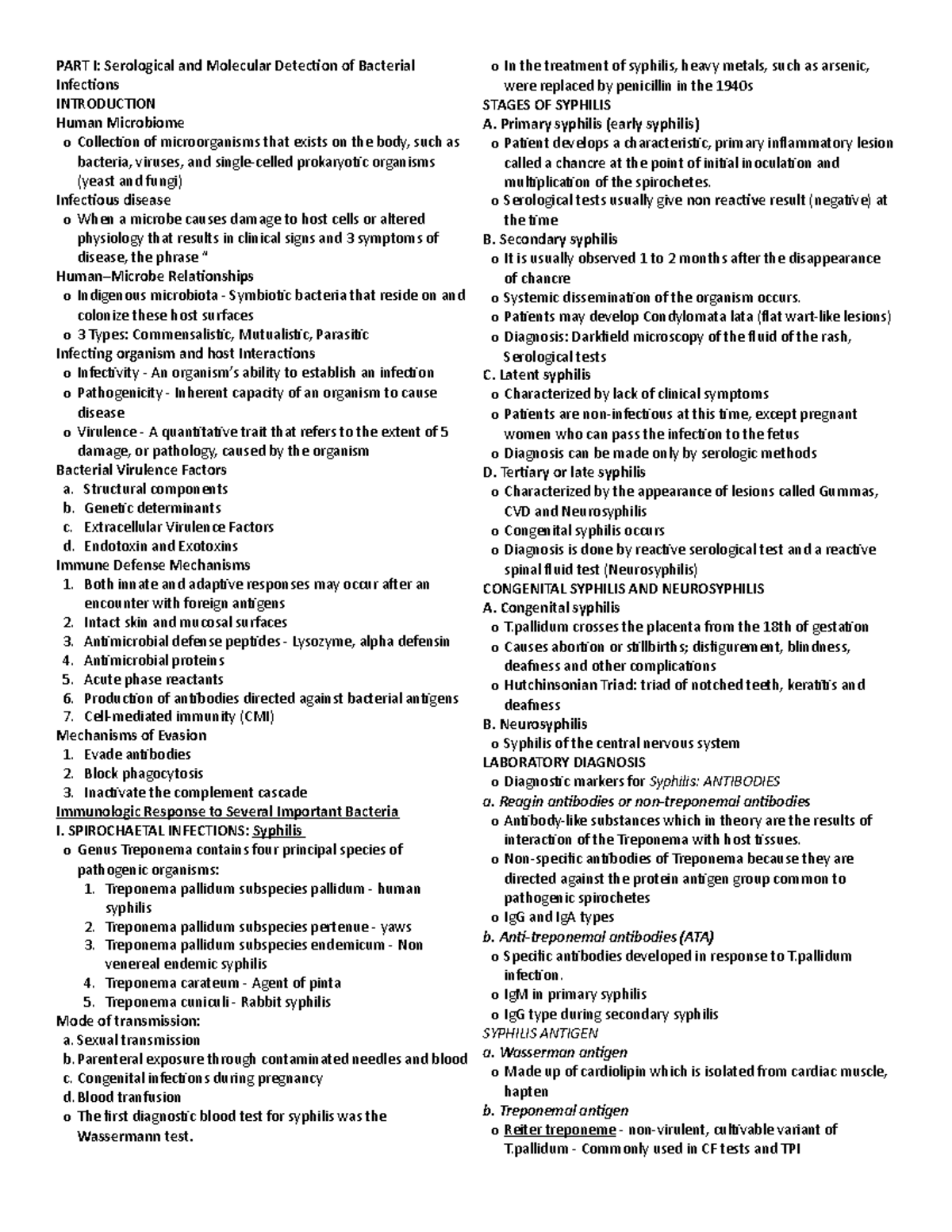 Part I - Lecture Based Only - Part I: Serological And Molecular 