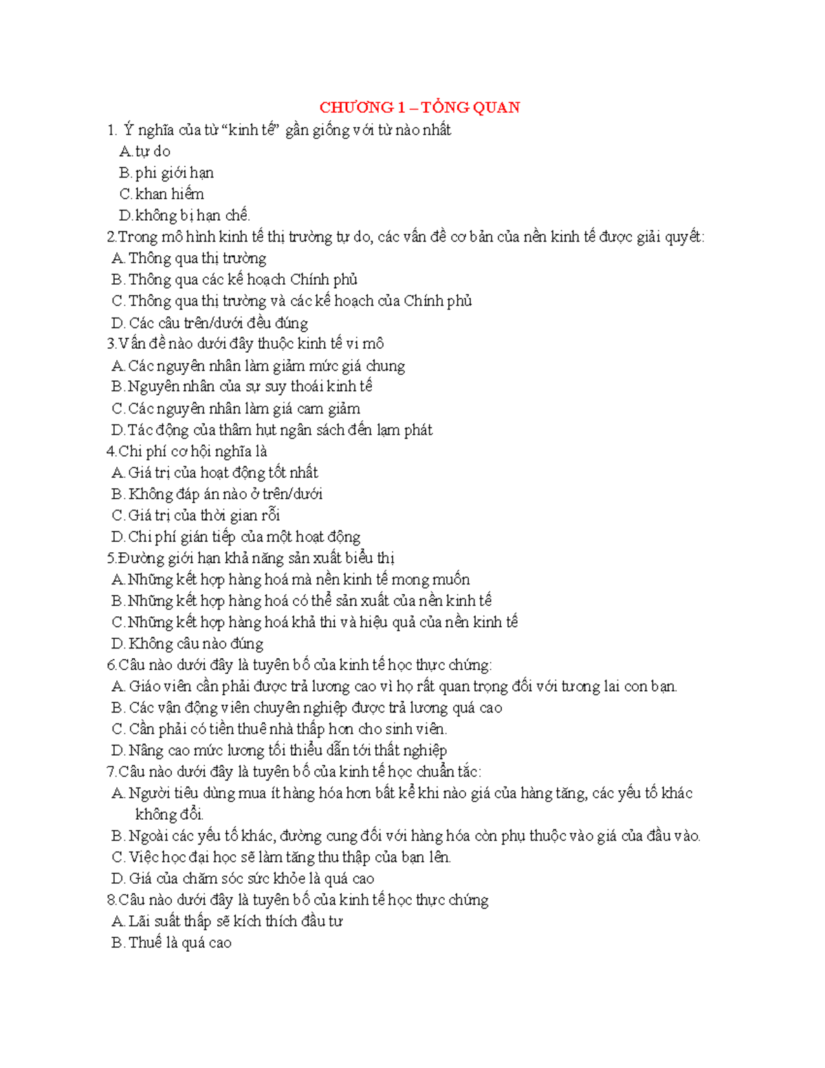 Chuong 1 TONG QUAN SV CHƯƠNG 1 TỔNG QUAN Ý nghĩa của từ “kinh tế
