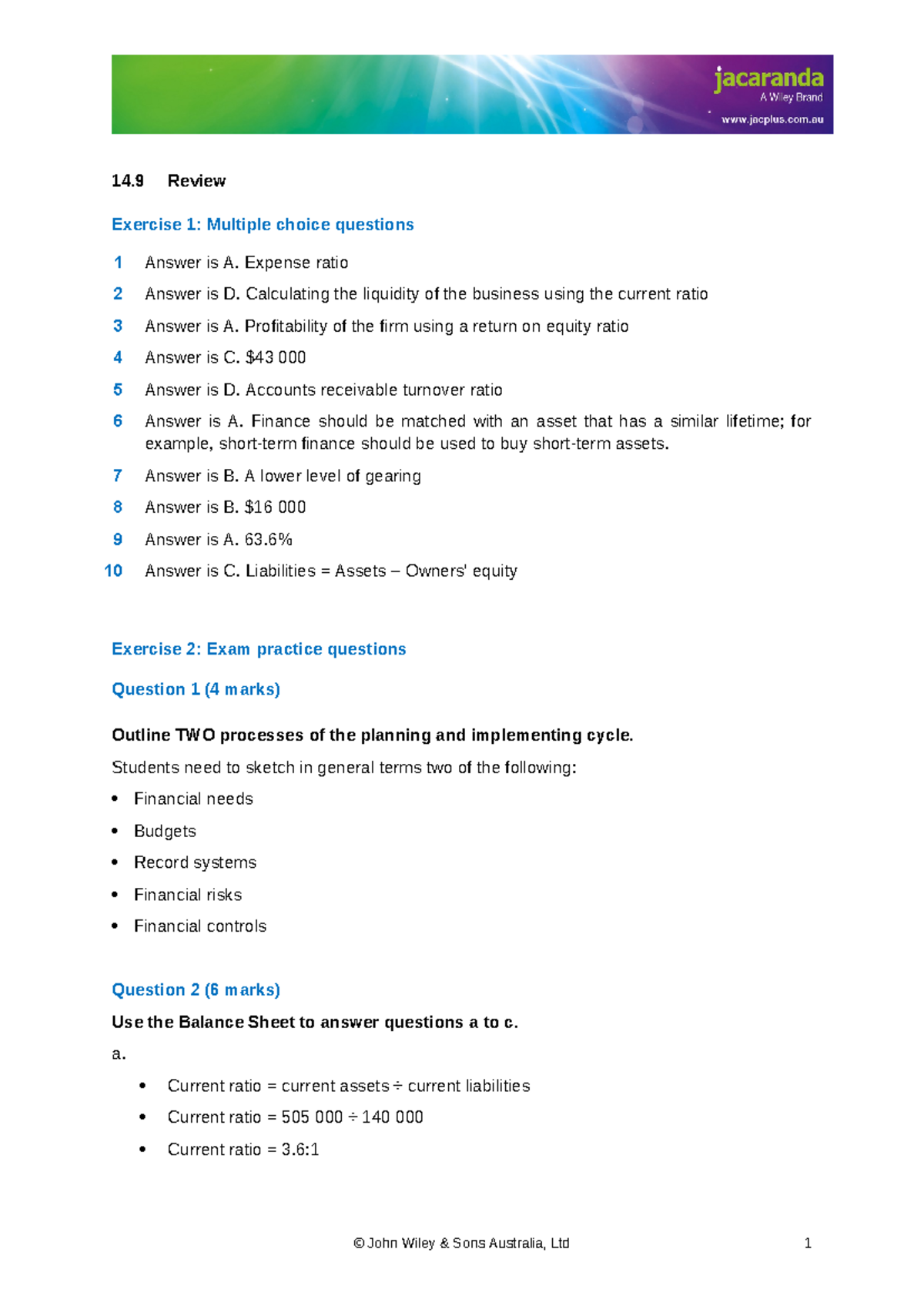 Processes Answers - 14 Review Exercise 1: Multiple choice questions 1 ...