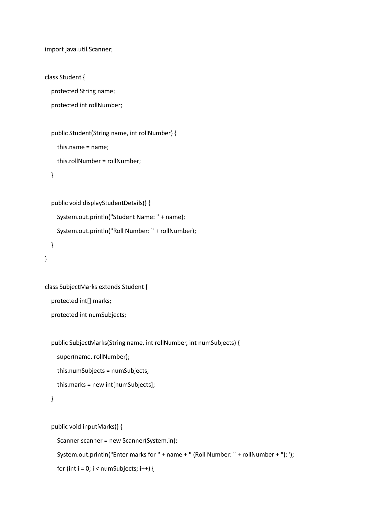 Multilevel - null - import java.util; class Student { protected String ...