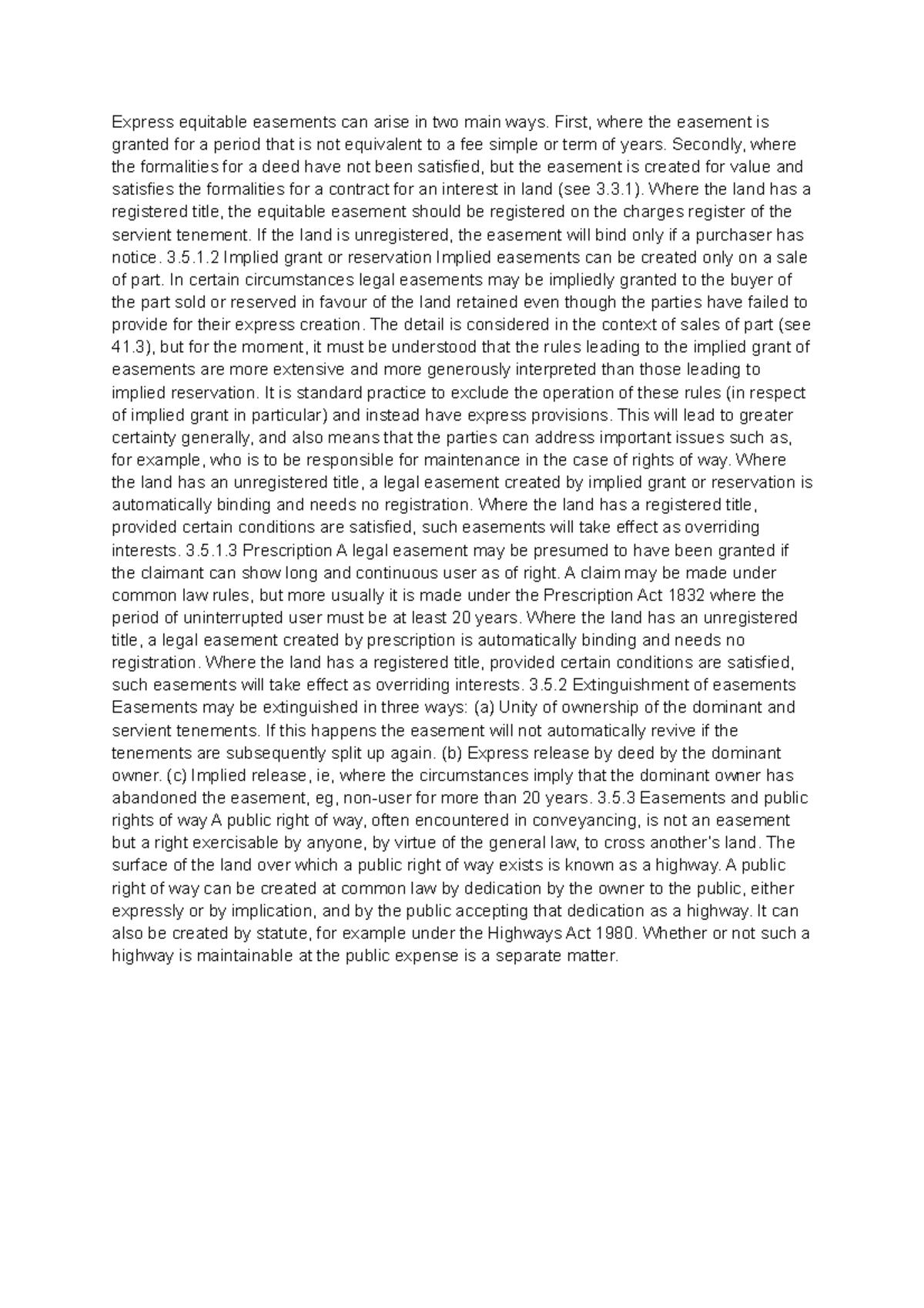 Chapter 3 Real Estate Express equitable easements can arise in two