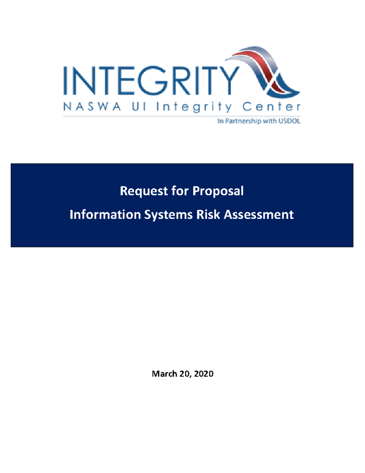 Risk Assessment RFP Final 20Mar2020 March 20, 2020 Request for
