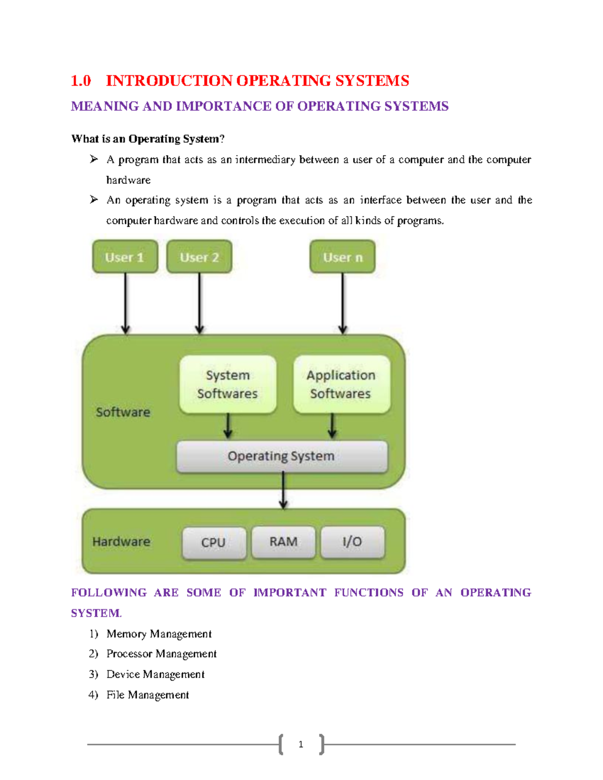 1. Introduction TO OS - Copy - 1 INTRODUCTION OPERATING SYSTEMS MEANING ...