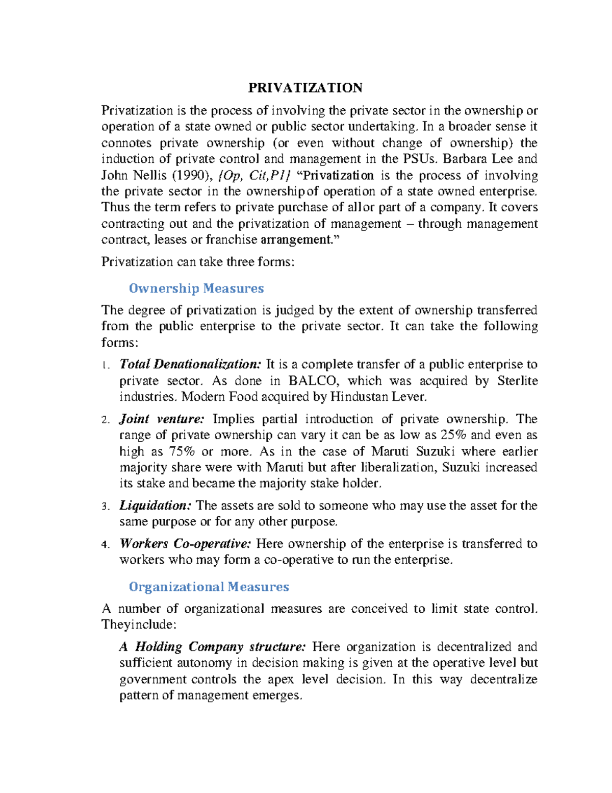 Privatization - PRIVATIZATION Privatization is the process of involving ...
