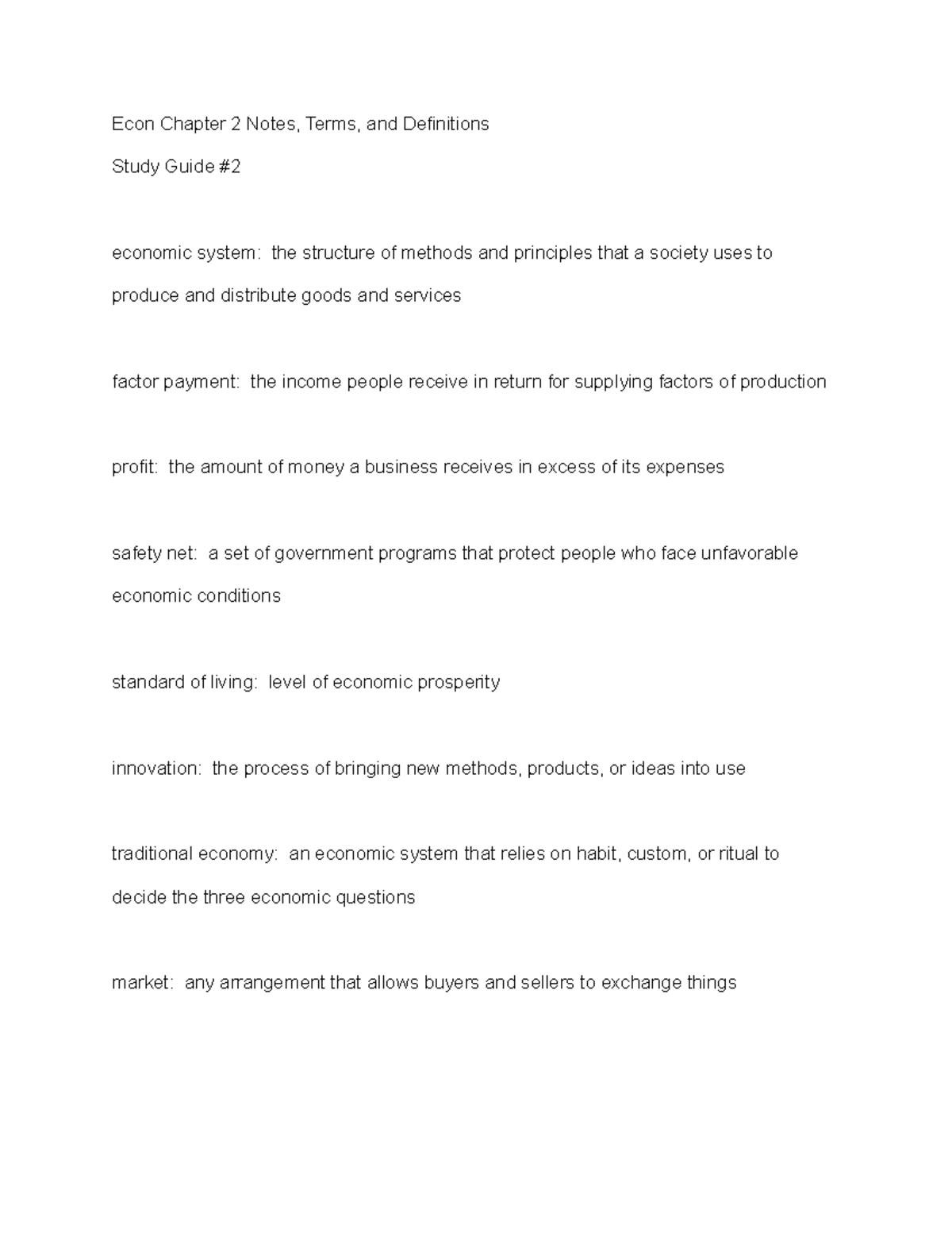 Econ Chapter 2 Notes - Study Guide - Econ Chapter 2 Notes, Terms, And ...