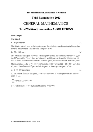 Genmath 2-sample-w - Exam From Vcaa - S A M P L E GENERAL MATHEMATICS ...