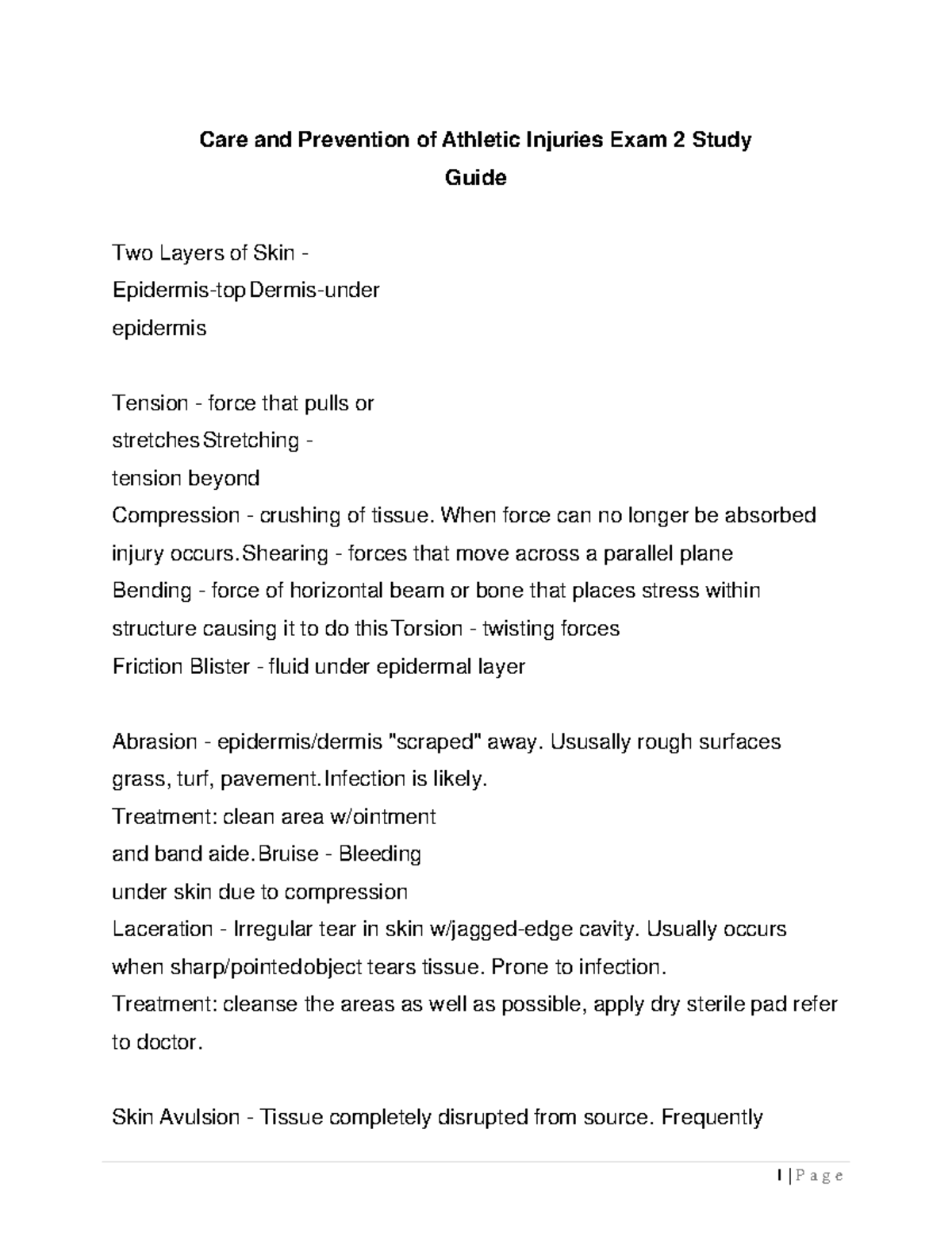 Care and Prevention of Athletic Injuries Exam 2 Study Guide When