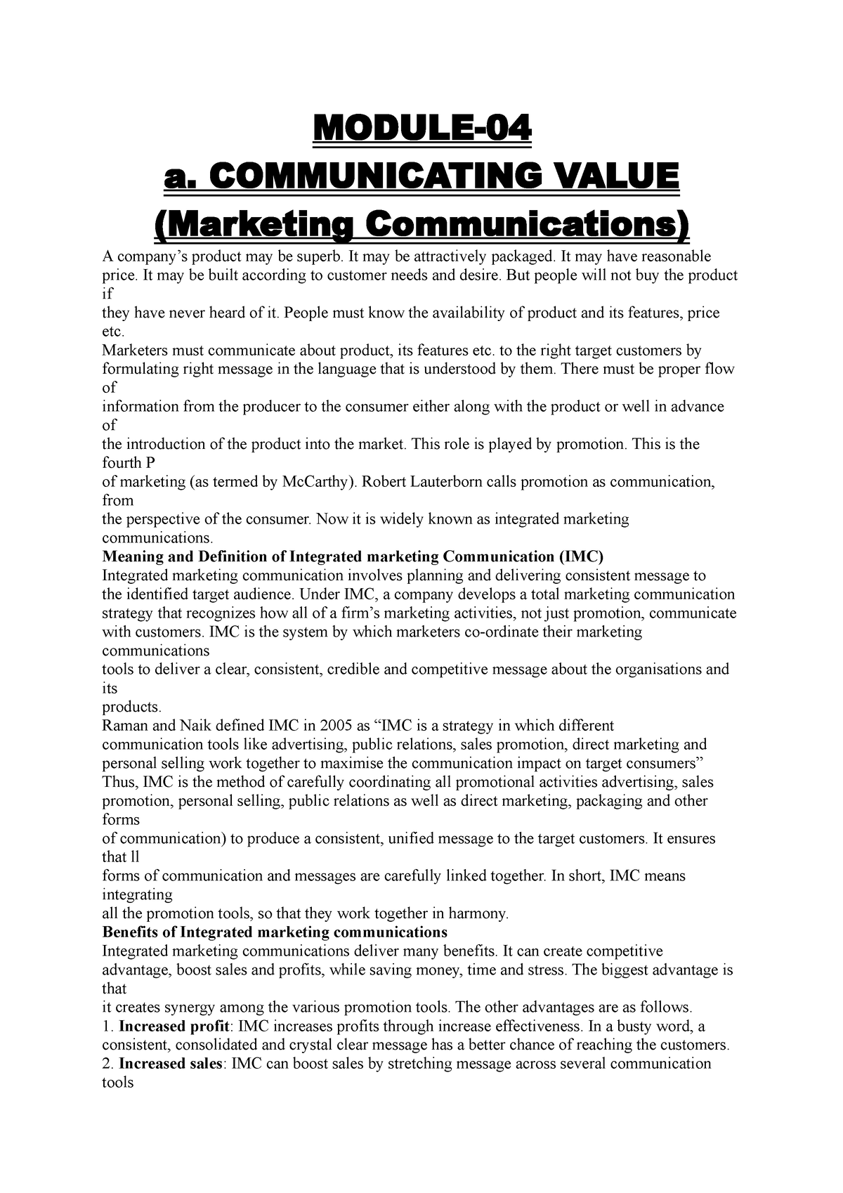 communicating-value-marketing-management-module-a-communicating