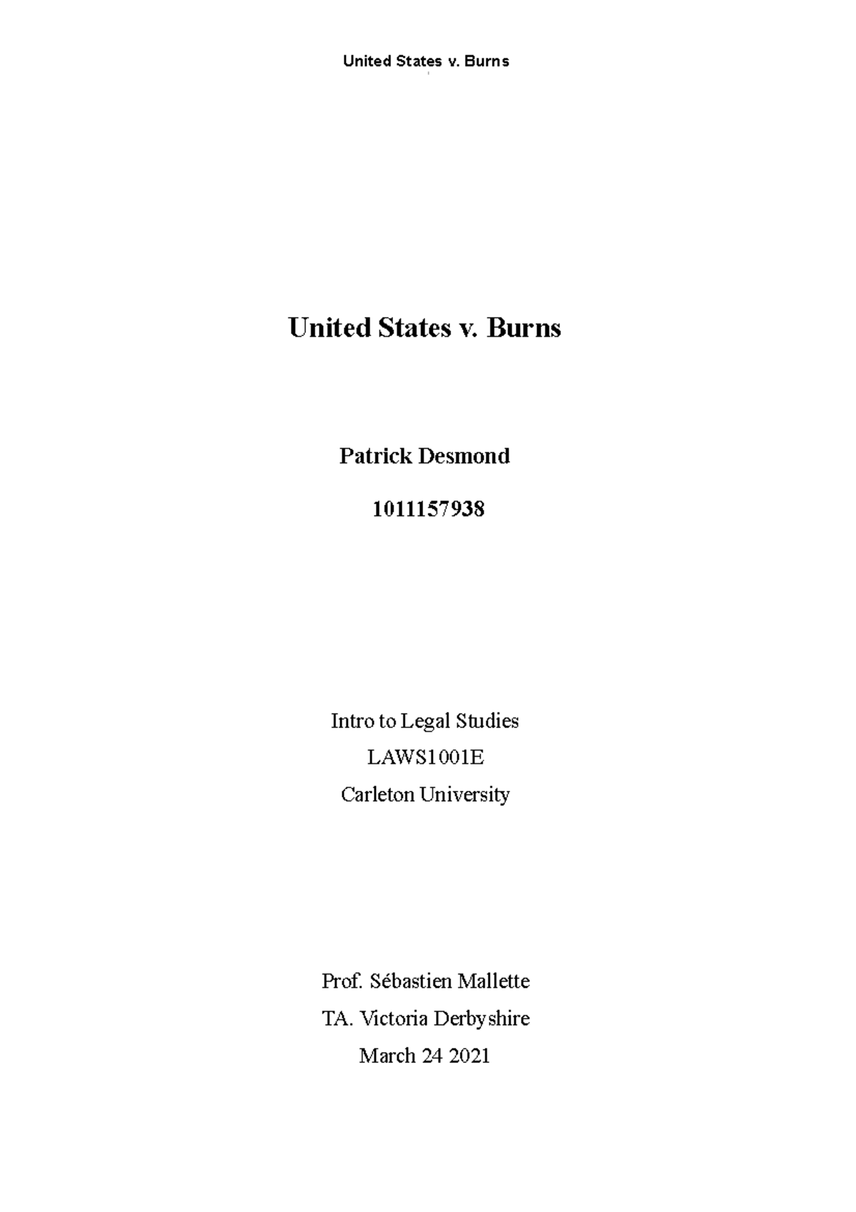 United States vs Burns March 11 2021 United States v. Burns Patrick