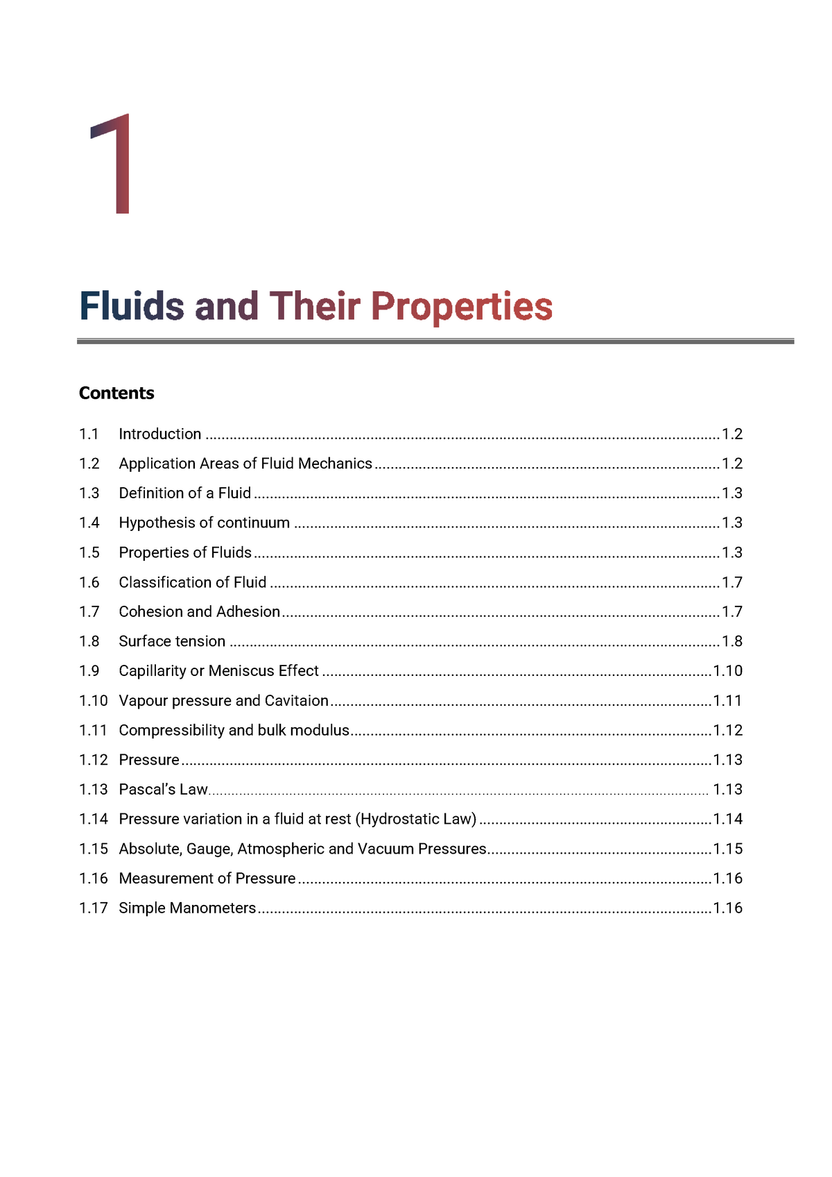 Fluid Mechanics and Hydraulic Machines GTU Study Material Notes Unit-1 ...
