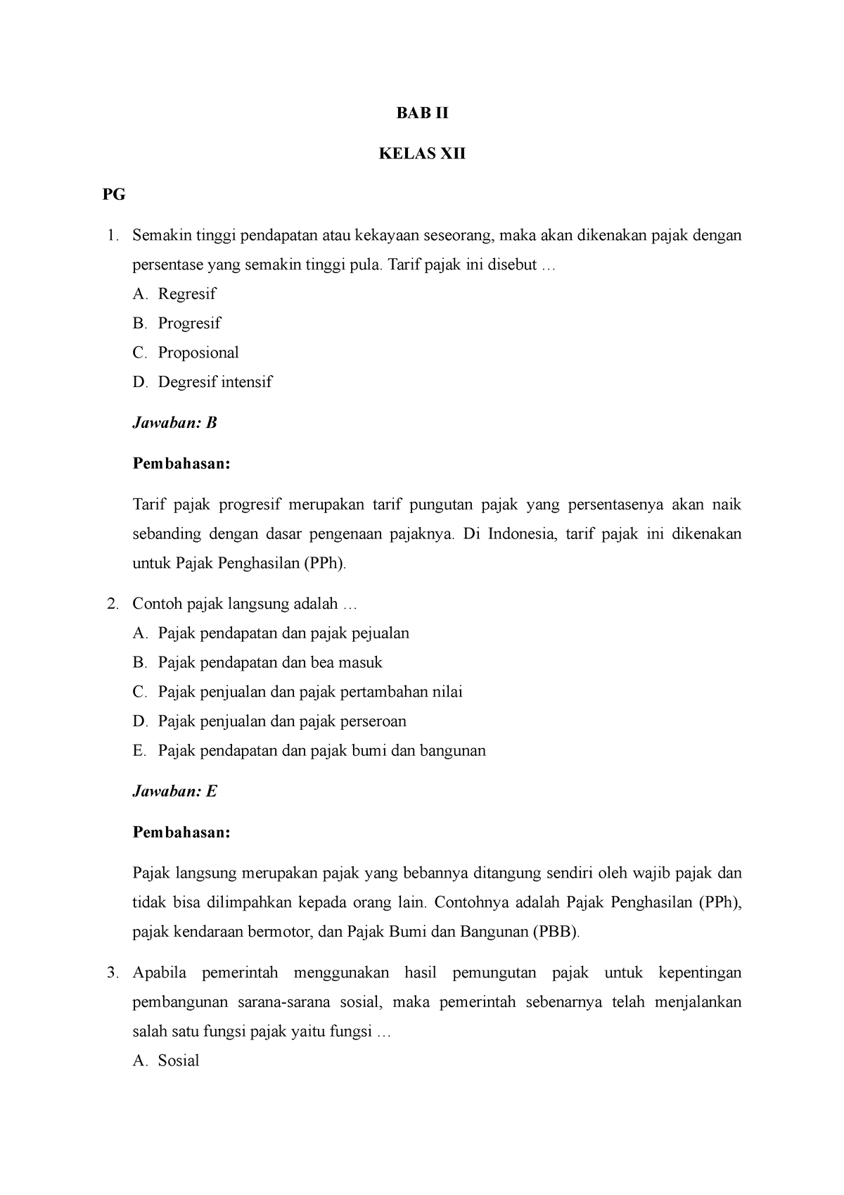 BAB 2 Kelas 12 - Bank Soal Ekonomi Bab 2 - BAB II KELAS XII PG Semakin ...