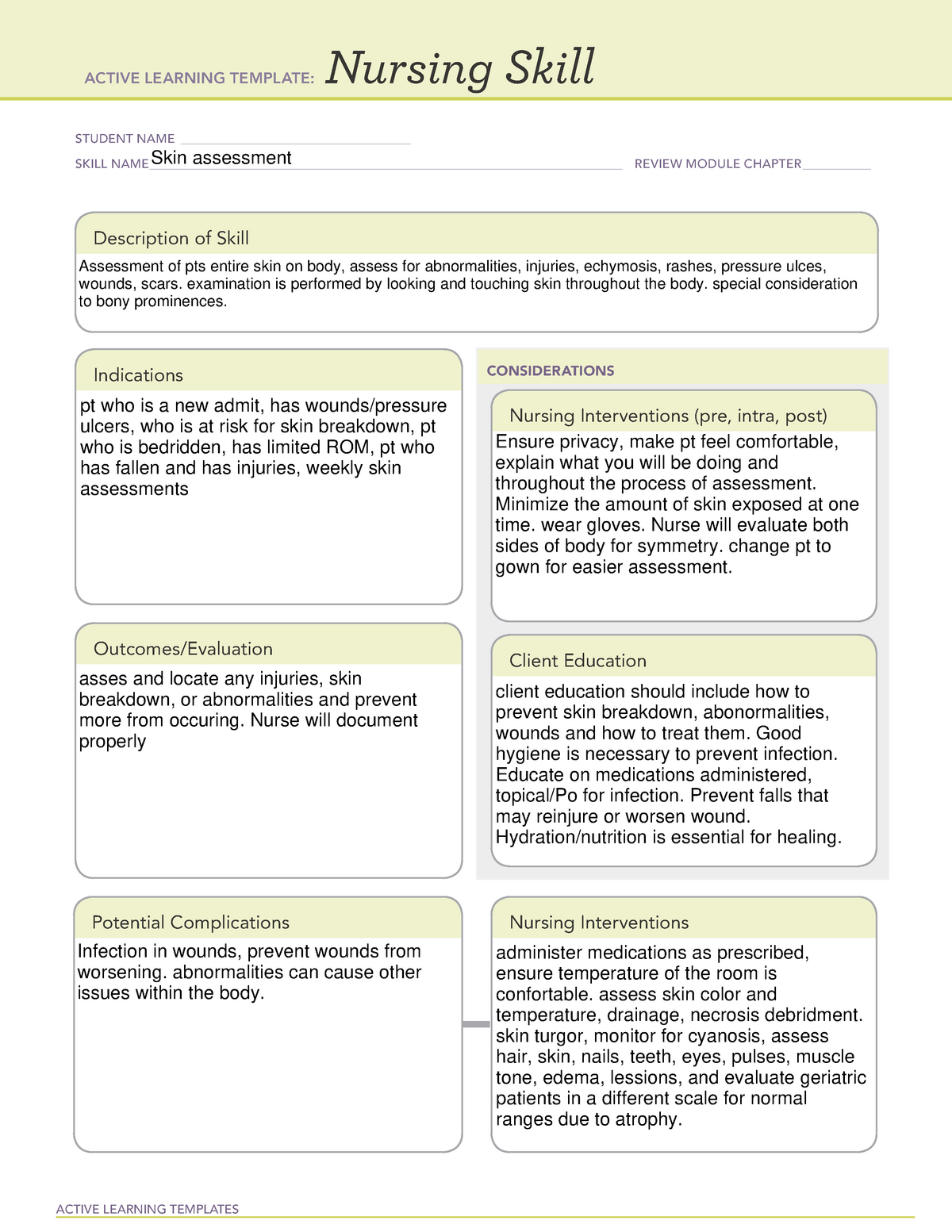 nursing-skill-skin-assesment-uti-active-learning-templates-nursing-skill-student-name-studocu