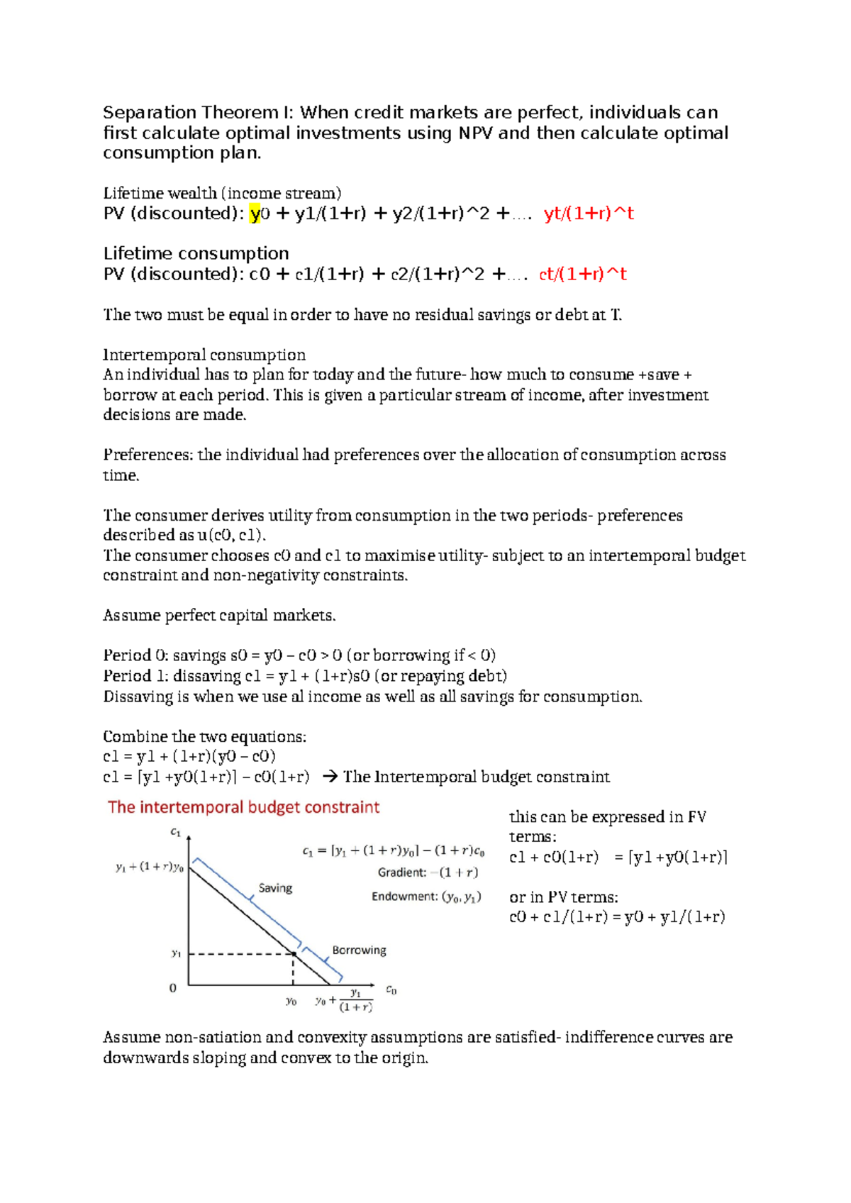 EC1A3 Week 5 - Microeconomics notes - Separation Theorem I: When credit ...