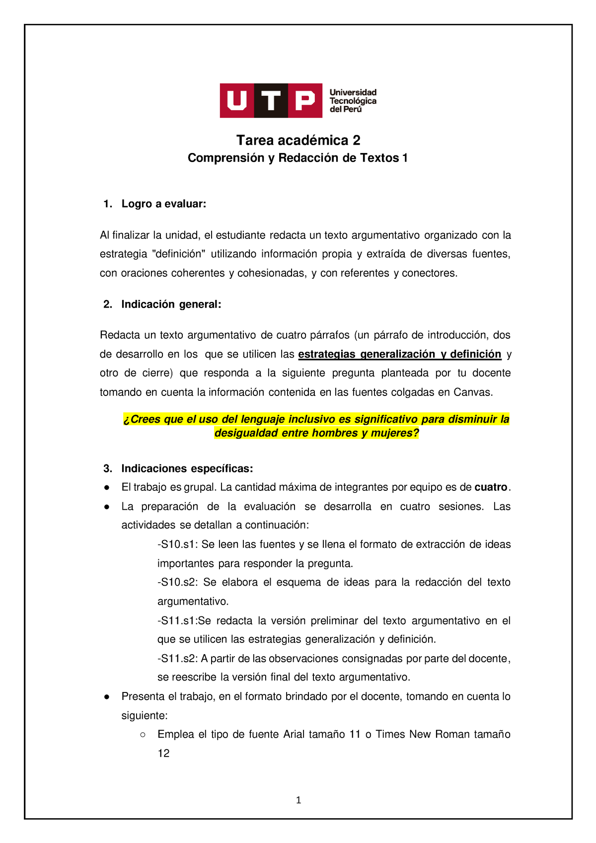 TA2 ( Final) - Texto Argumentativo Grupo 4 - Tarea Académica 2 ...