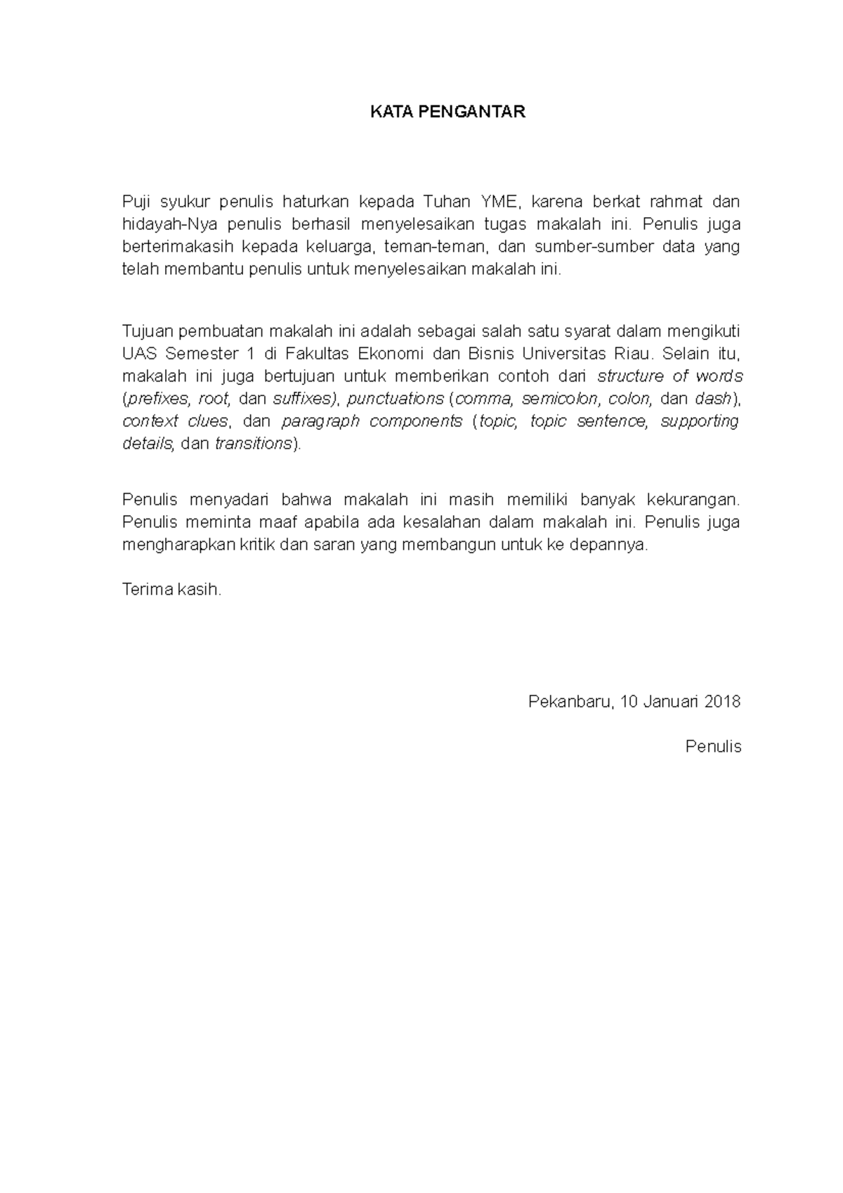 contoh kata pengantar dalam makalah ekonomi contoh kata pengantar dalam makalah ekonomi