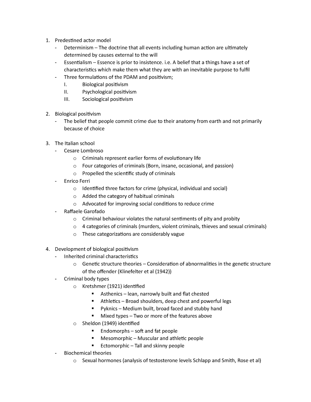 Biological positivism - Summarized - Predestined actor model ...