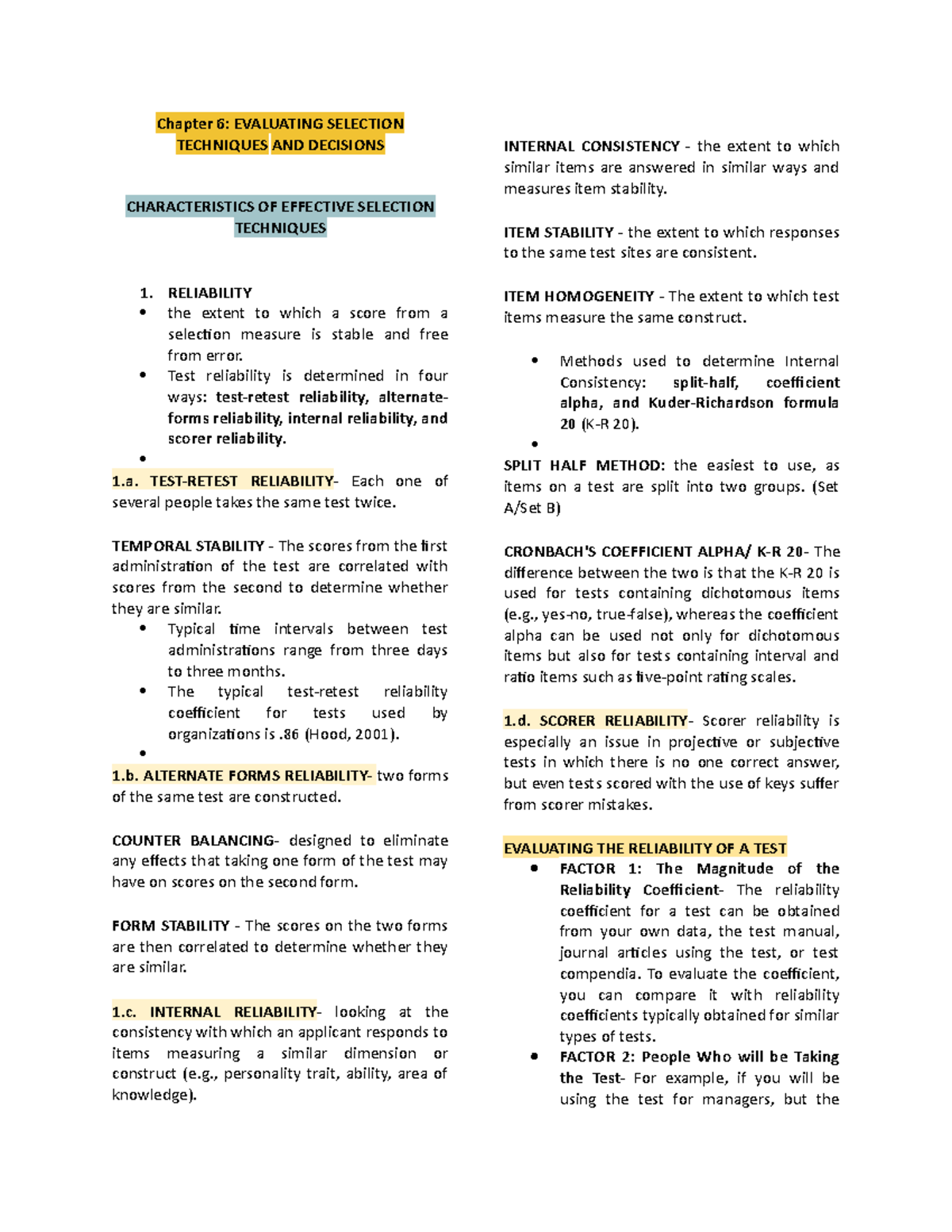 Chapter-7 - Asdfghjm, - Chapter 6: EVALUATING SELECTION TECHNIQUES AND ...