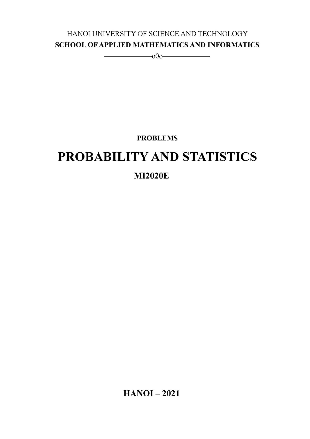 Problems of Probability and Statistics - HANOI UNIVERSITY OF SCIENCE ...