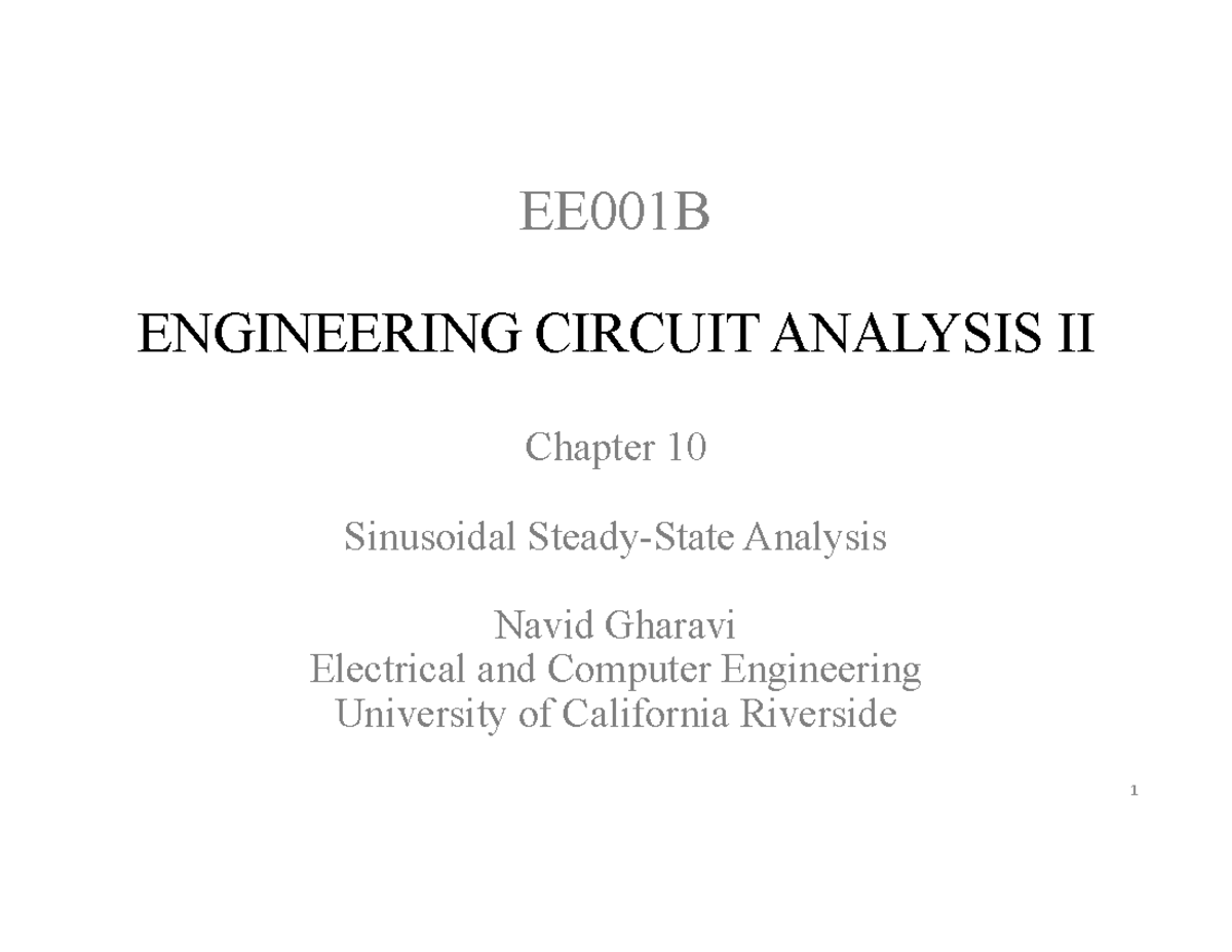 Chapter 10 - LECTURE - EE001B ENGINEERING CIRCUIT ANALYSIS II Chapter ...