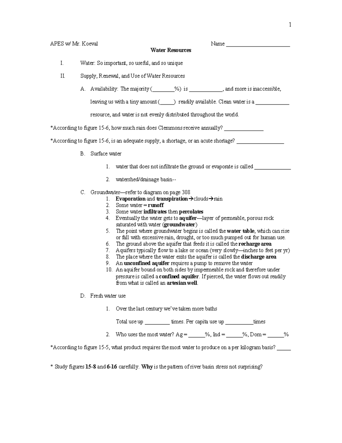 Water+Resources+Notes+%282%29 - APES w/ Mr. Koeval Name ...