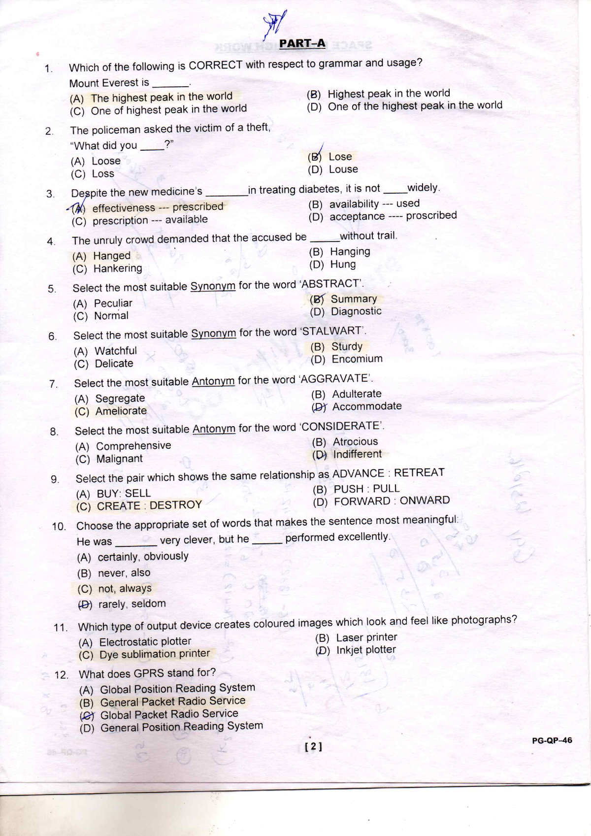 Cucet Question Papers 2019 - Bsc Psychology - Studocu