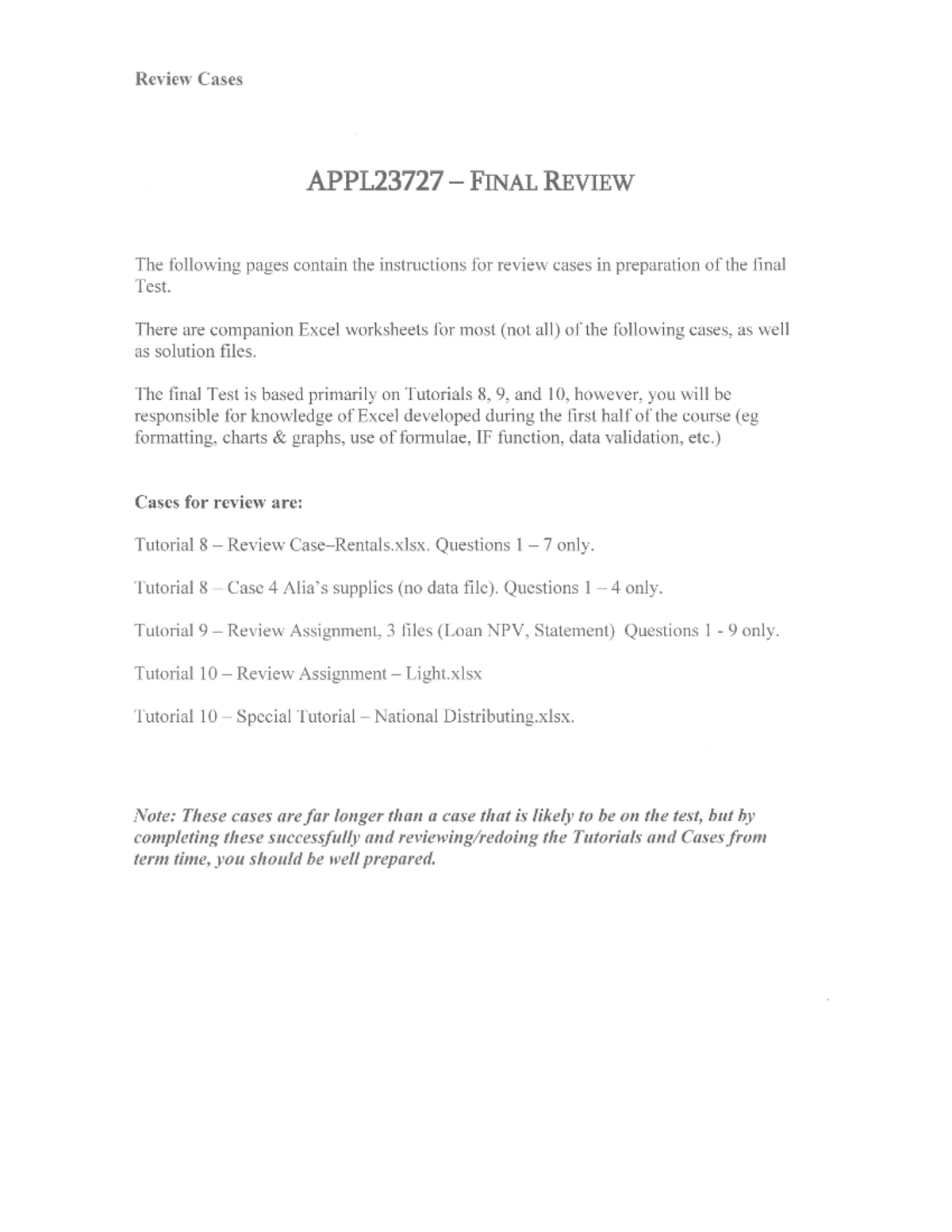Instructions - Final Review - - Studocu