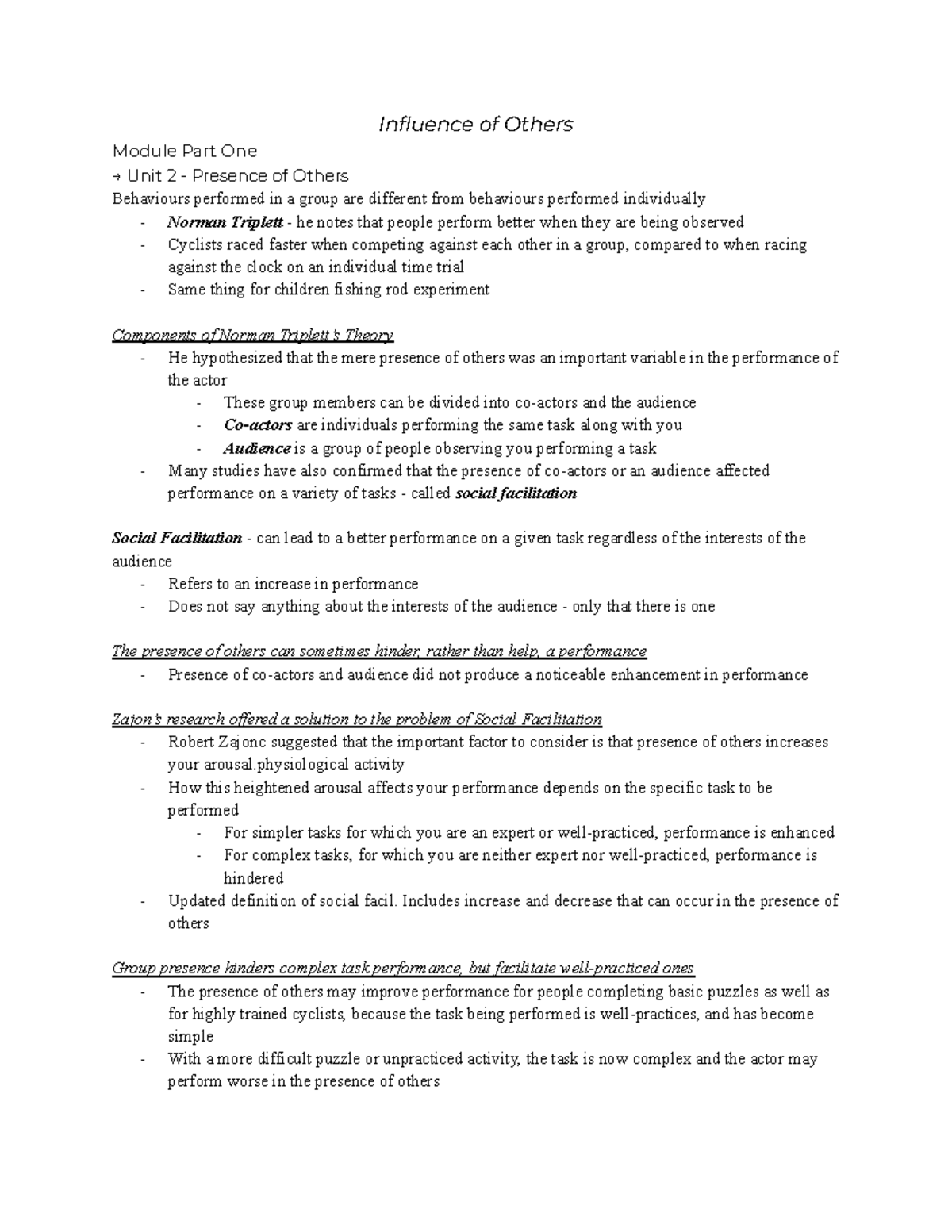 Influence of Others-2 - notes - Influence of Others Module Part One → ...