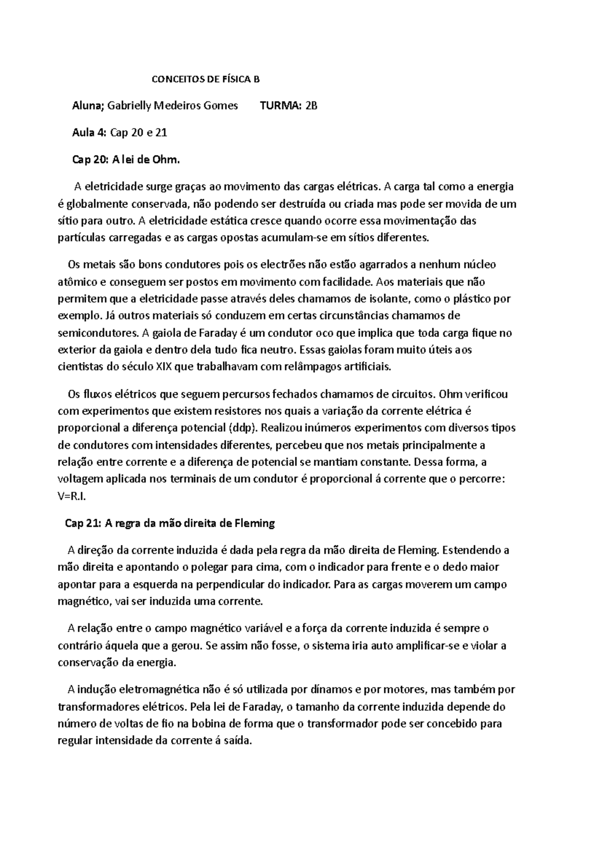 Resumo Conceito De Fisica B Aula 4 - CONCEITOS DE B Gabrielly Medeiros ...