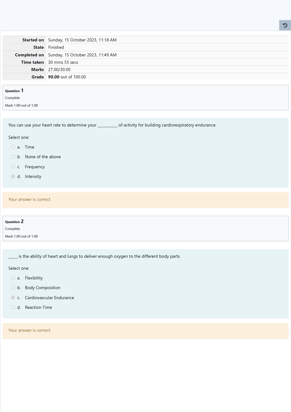 Phyed 6105 Pathfit 2 - Prelim QUIZ 1 - Started On Sunday, 15 October ...