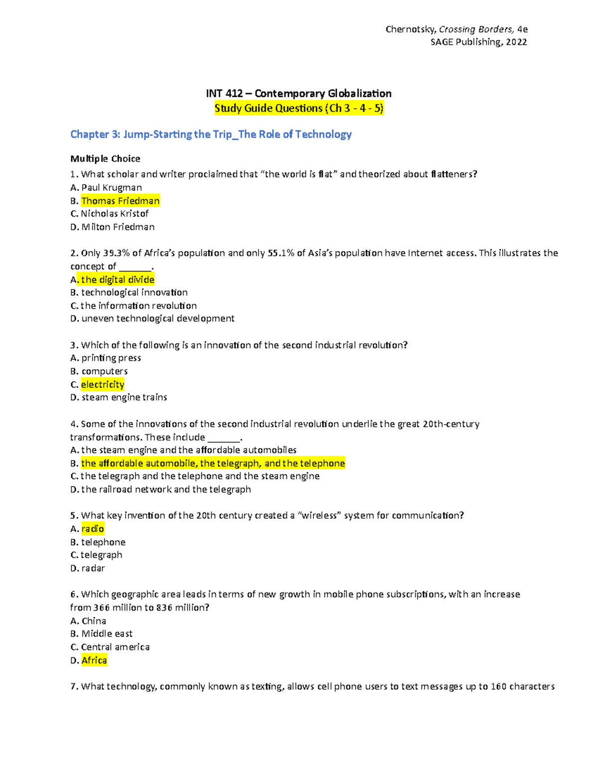 Study Guide 2 - Chapter 3 - Jump-starting the Trip: The Role of ...