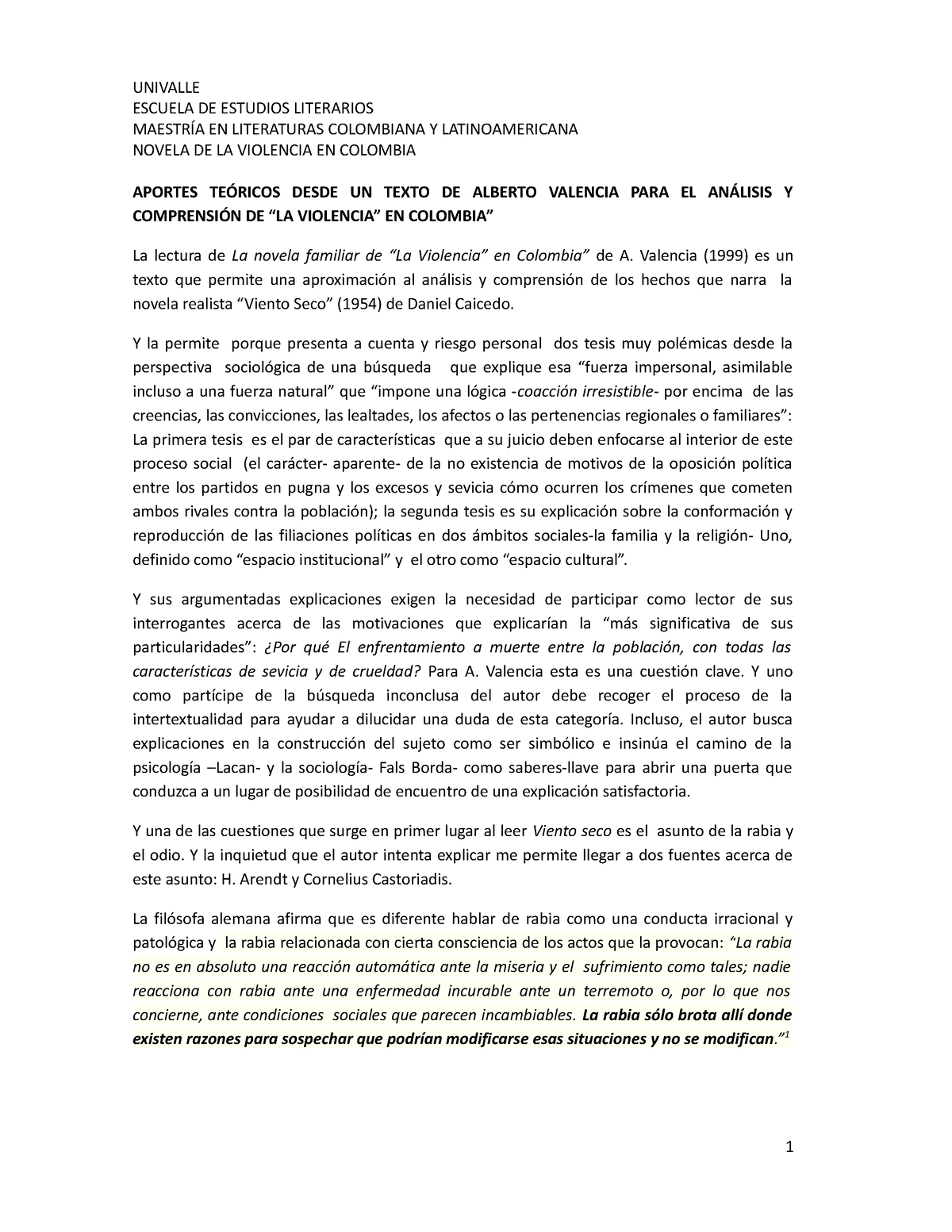 Aportes Teóricos Desde UN Texto DE Alberto Valencia PARA EL Análisis Y ...