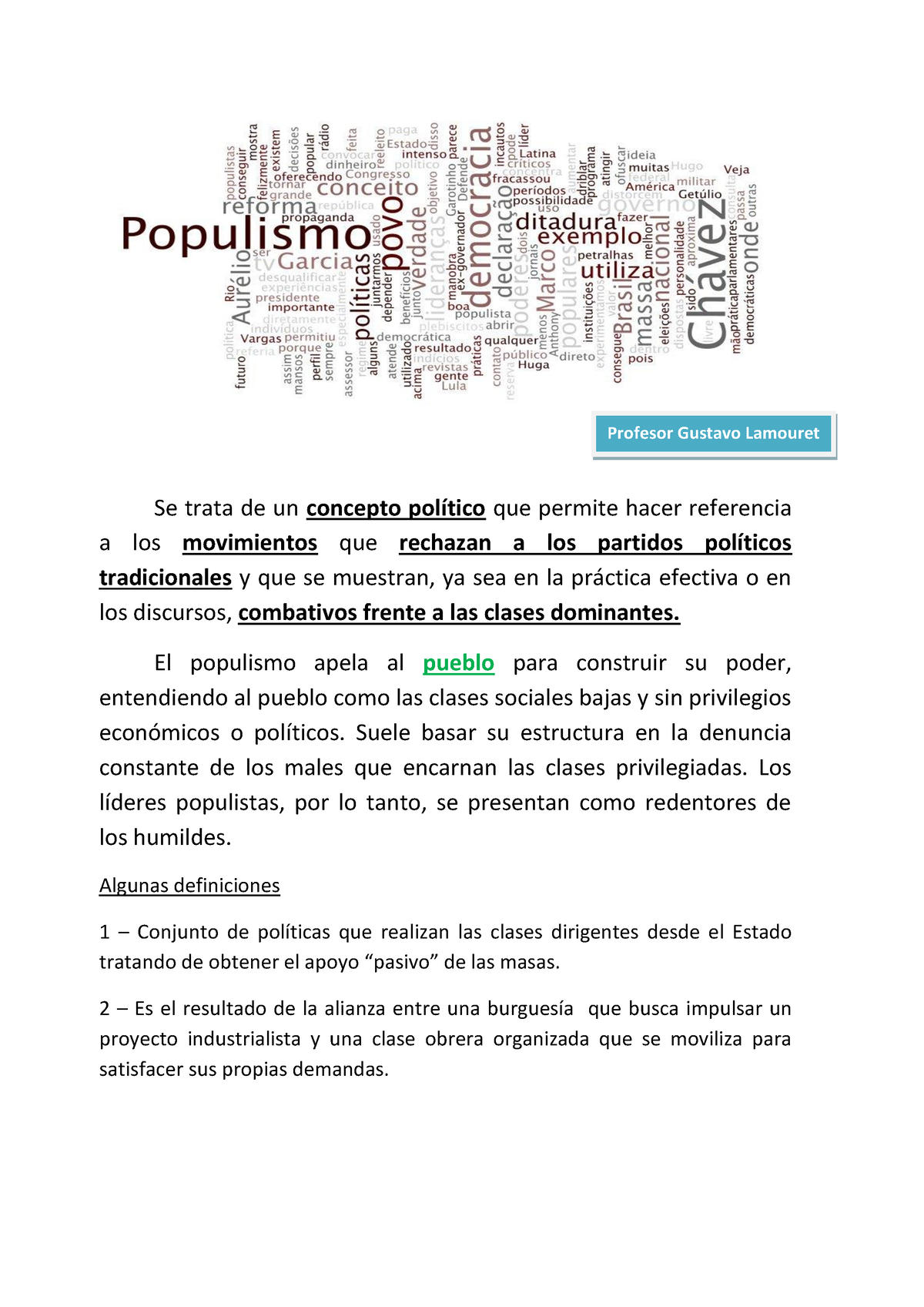 5 - Populismo, Conceptualización - Se Trata De Un Concepto PolÌtico Que ...