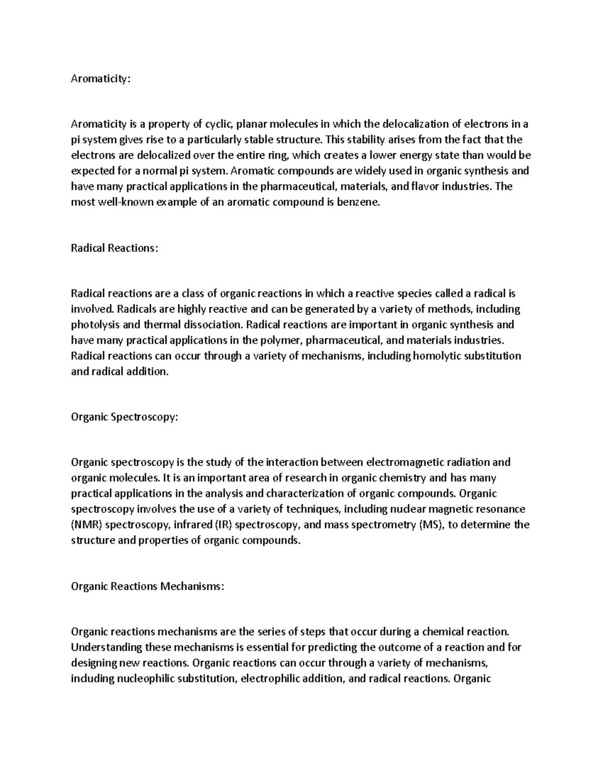 Orgchem - Aromaticity: Aromaticity is a property of cyclic, planar ...