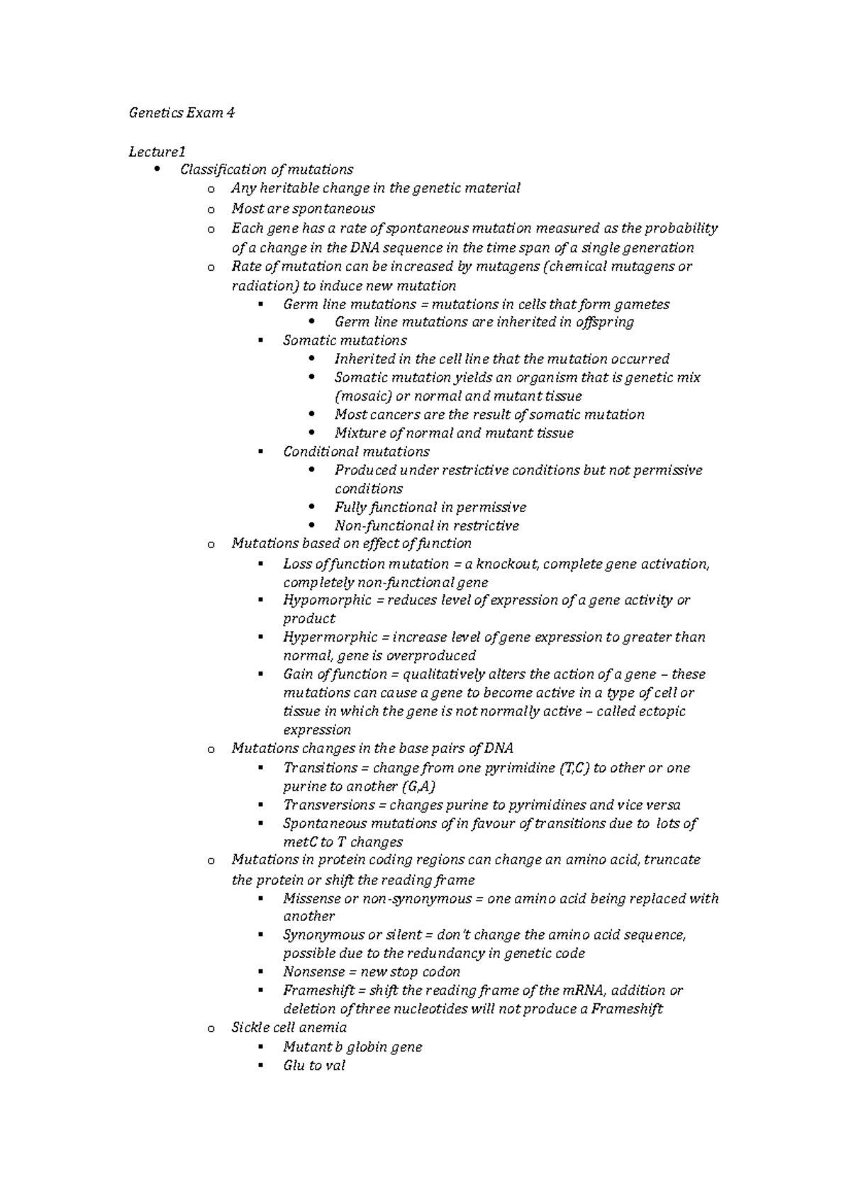 Genetics Exam 4 - slide summaries - Genetics Exam 4 Lecture ...
