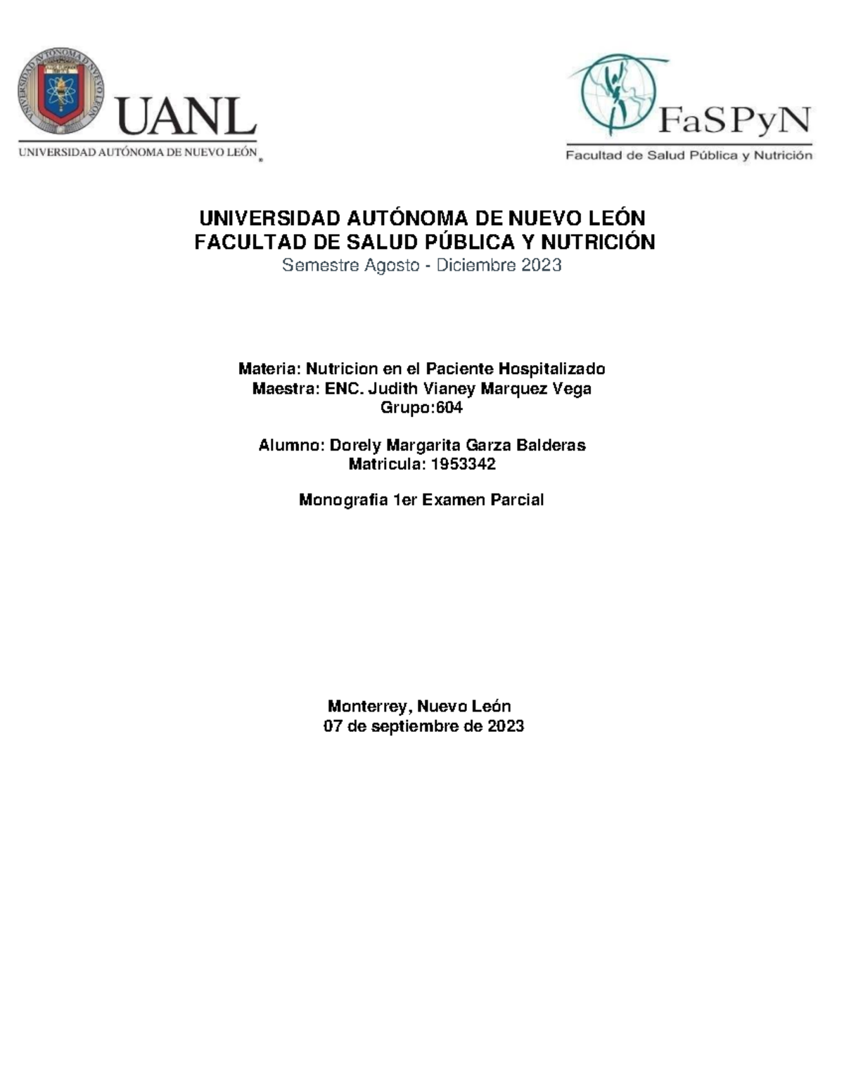Evidencia 1 Monografía - UNIVERSIDAD AUTÓNOMA DE NUEVO LEÓN FACULTAD DE ...