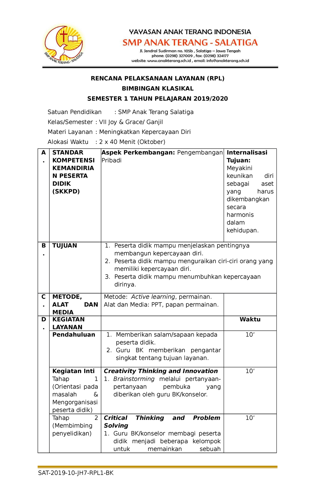 RPL BK Kelas 7 Bulan November 2019 - RENCANA PELAKSANAAN LAYANAN (RPL ...