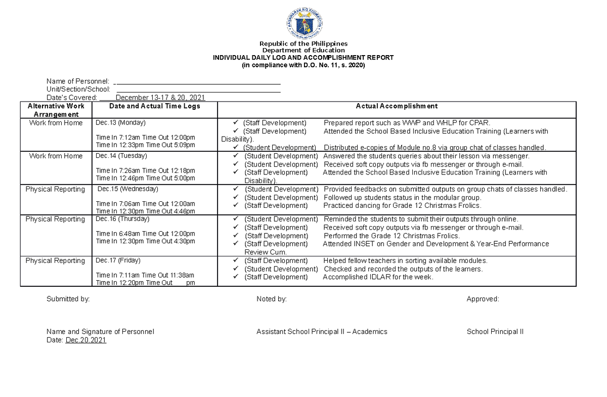 4 - REPORT - Republic of the Philippines Department of Education ...