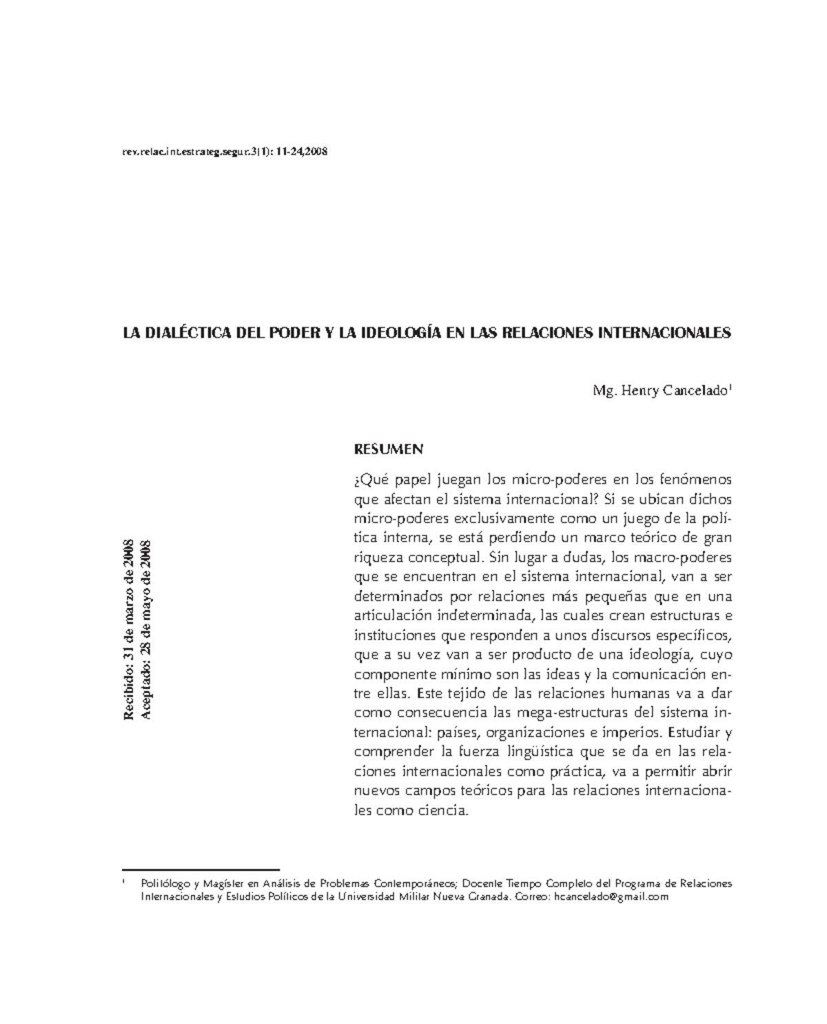 Ideologia HCancelado - Material de repaso - rev.relac.int.estrateg ...